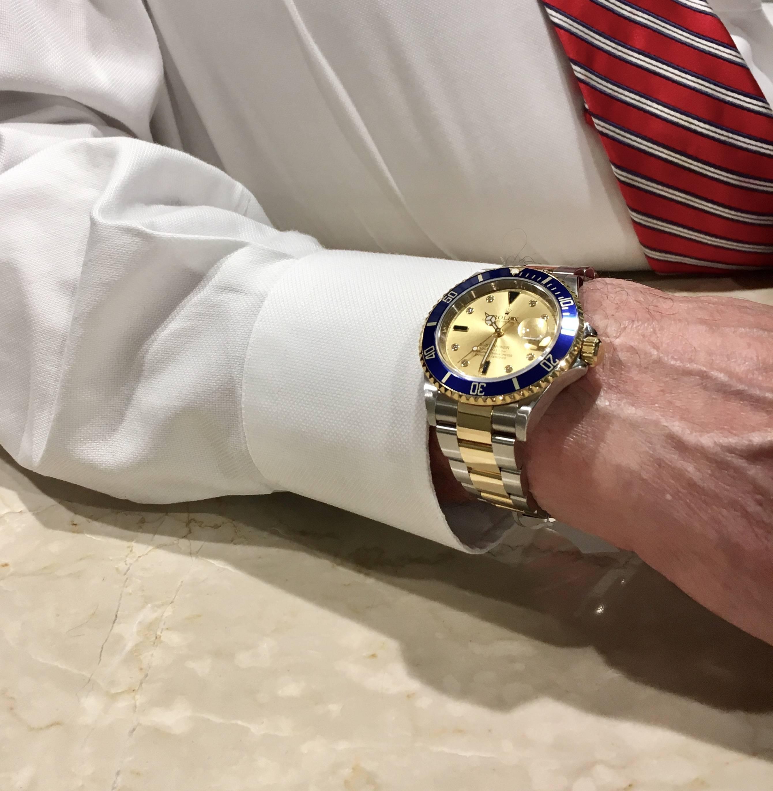 Rolex Yellow Gold Stainless Steel Submariner Automatic Wristwatch Ref 11613 In New Condition In Ottawa, Ontario