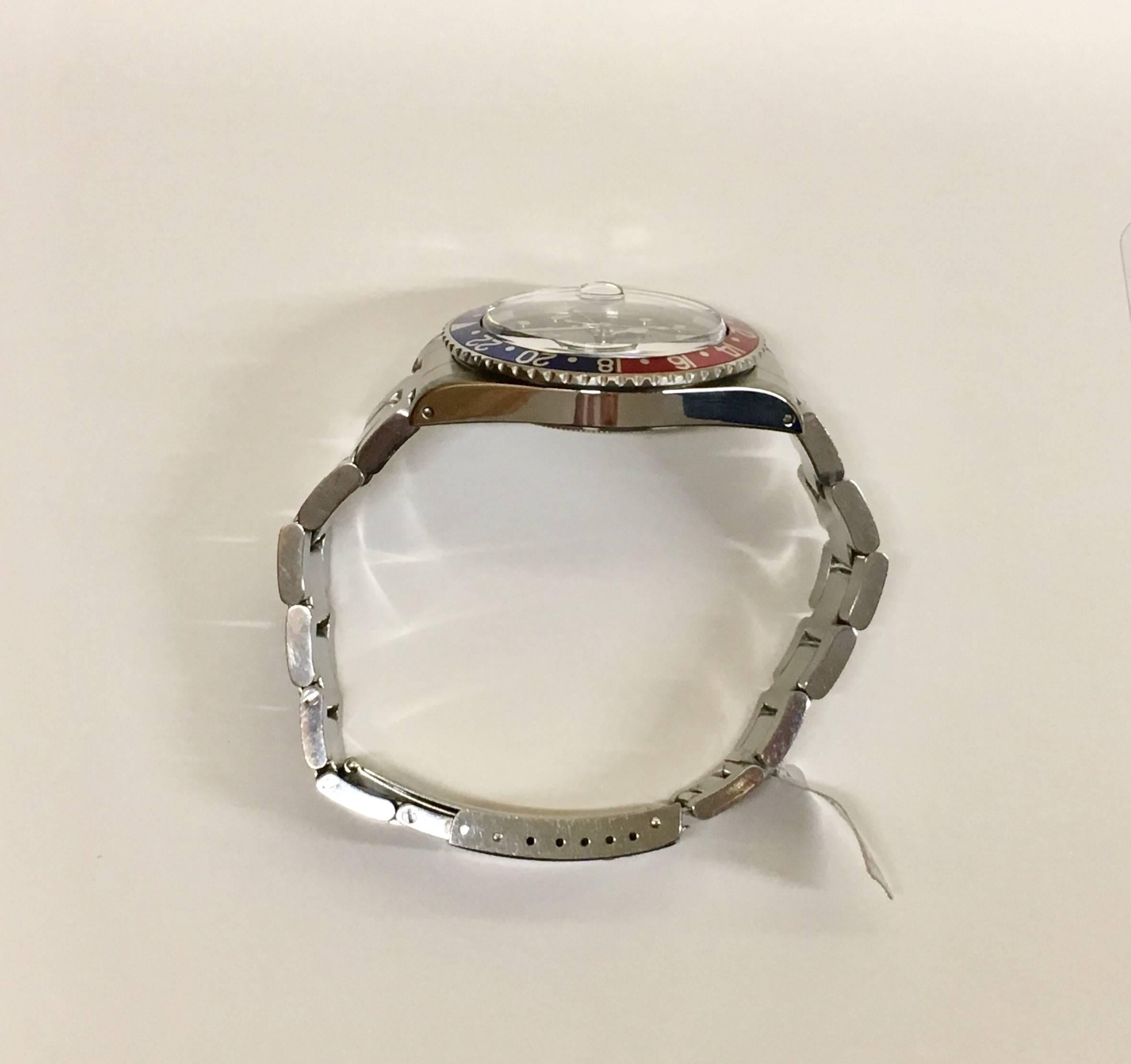 Rolex stainless steel GMT-Master Pepsi Bezel Wristwatch Ref 16750 In New Condition In Ottawa, Ontario