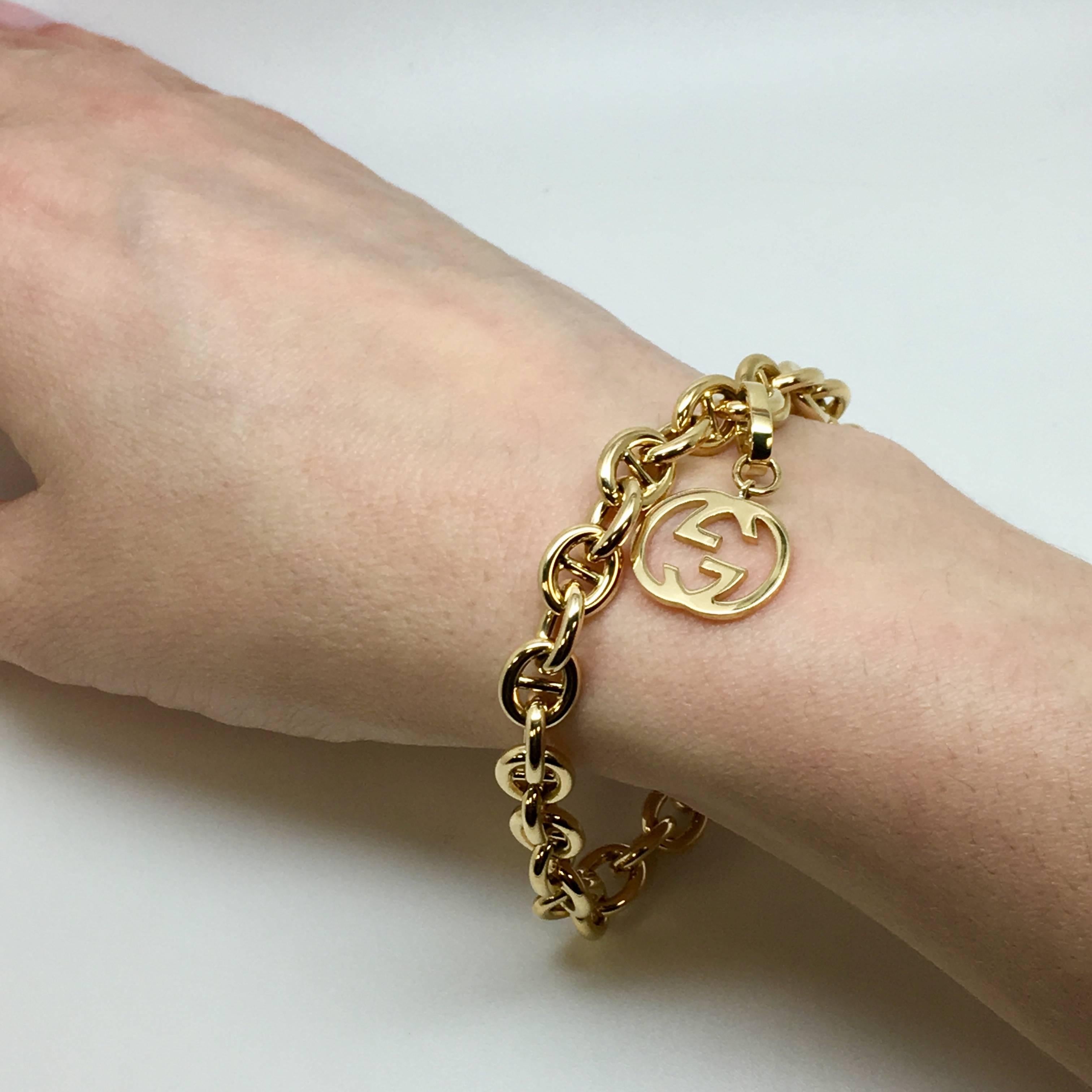 Women's Gucci Link 18 Karat Yellow Gold Bracelet For Sale