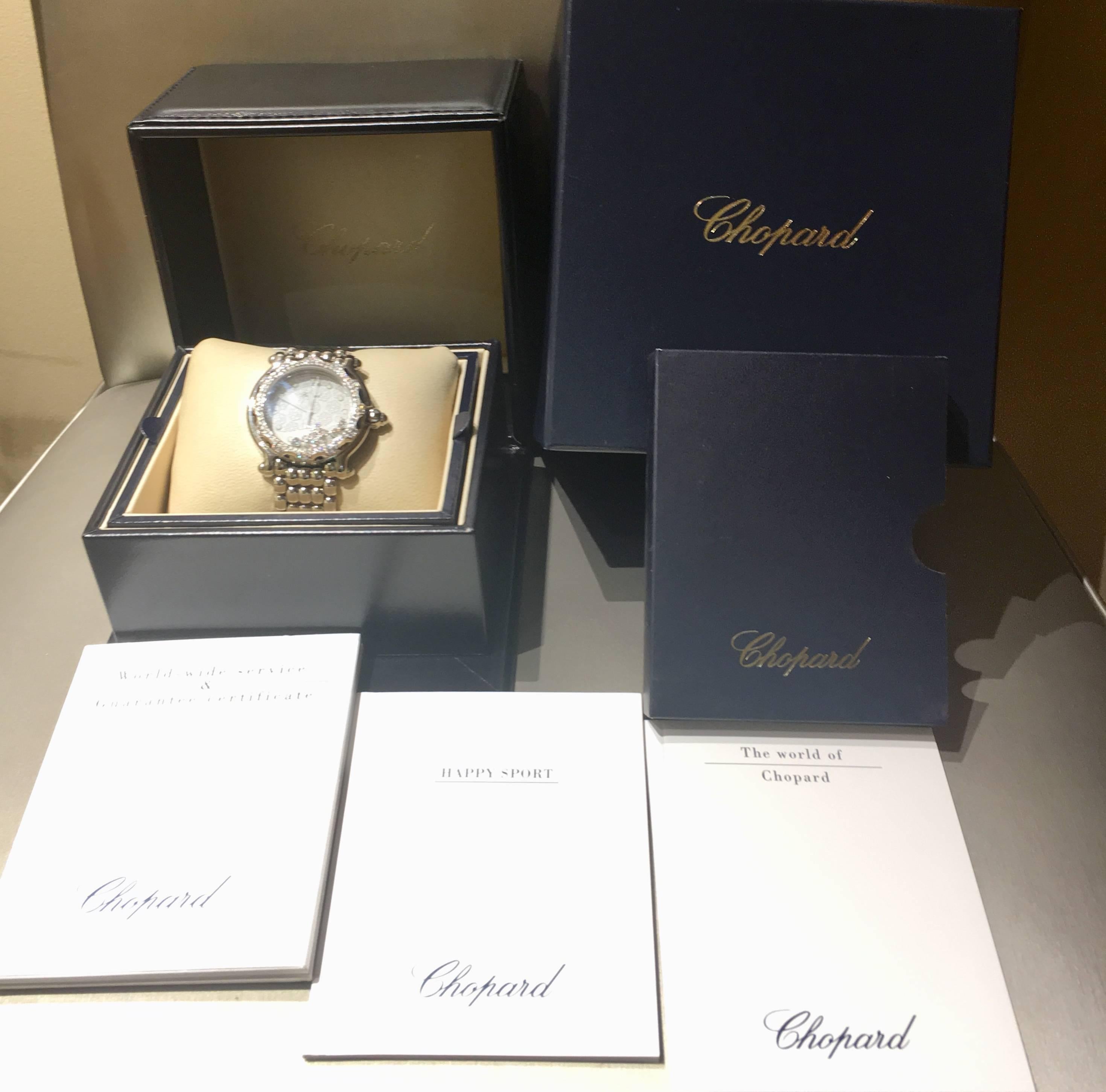 Chopard Ladies Stainless Steel Quartz Happy Sport Wristwatch For Sale 4