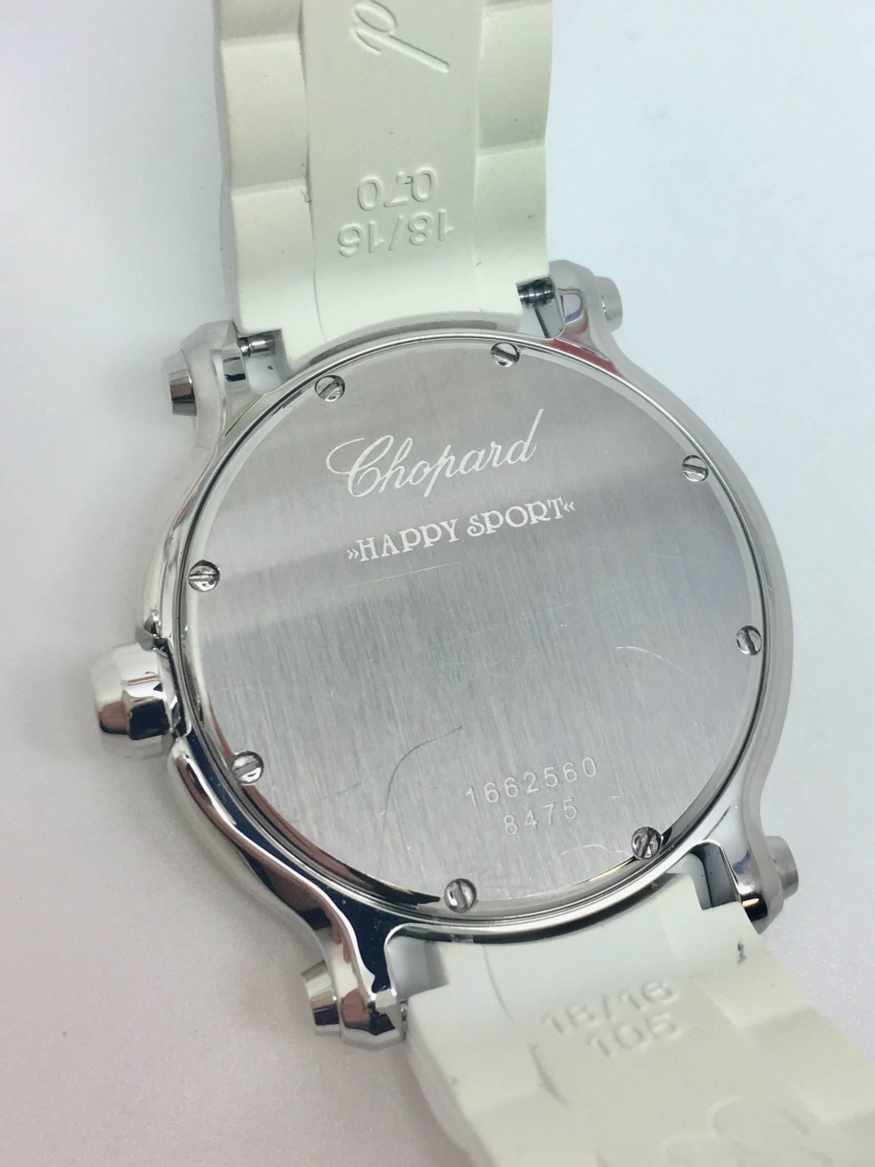 Chopard Ladies Stainless Steel Quartz Happy Sport Wristwatch For Sale 2