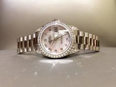 Rolex Ladies White Gold Diamond Bezel Mother-of-Pearl Dial Wristwatch