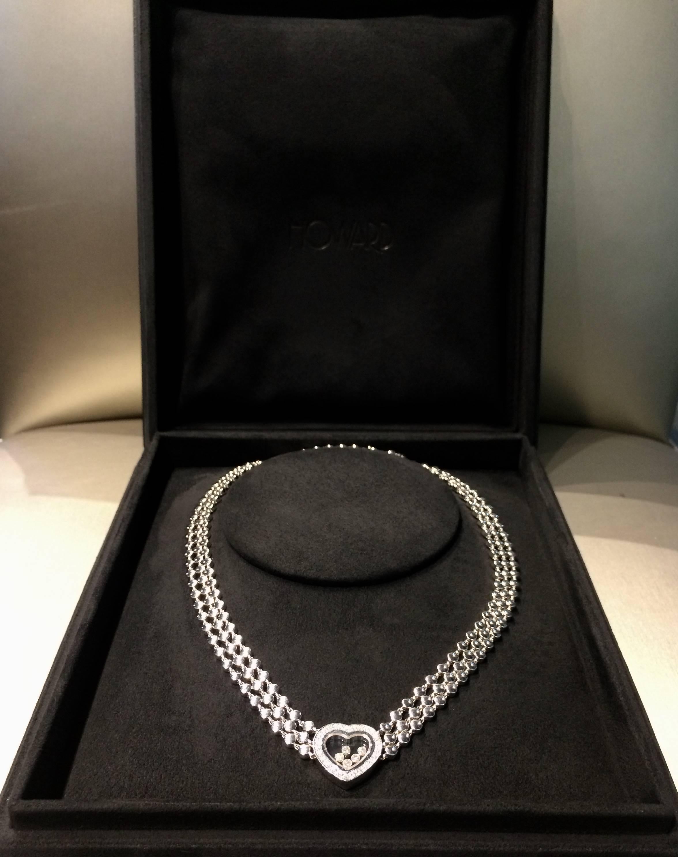 Women's Chopard Designer Happy Diamond Gold Necklace For Sale