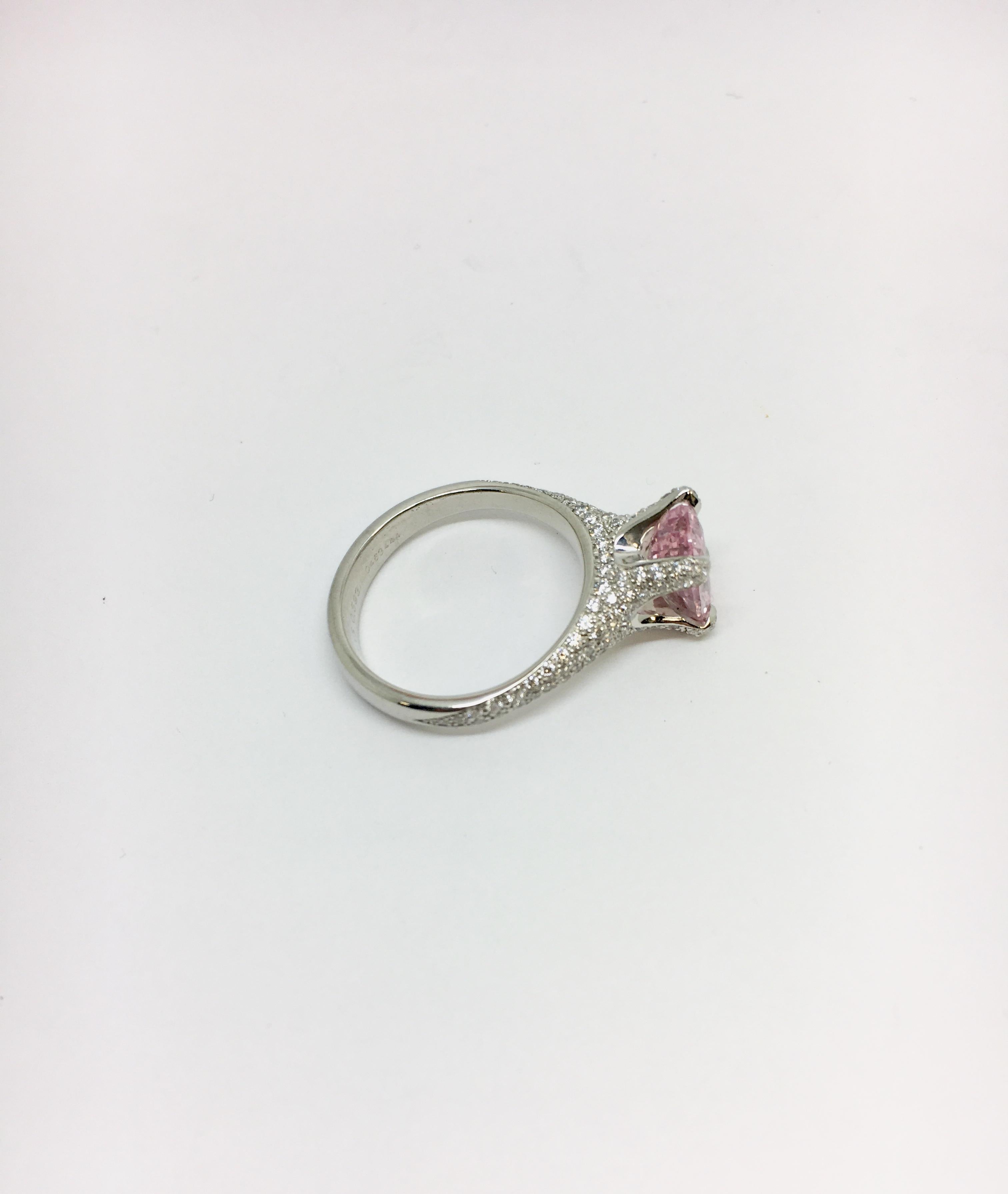Pink Sapphire Diamond Platinum Cocktail Ring In New Condition For Sale In Ottawa, Ontario