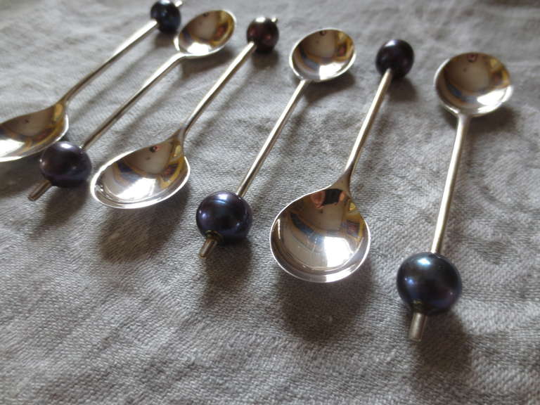 Black Pearl Antique Coffee Spoons In Excellent Condition In Los Angeles, CA