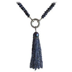 Iolite e zaffiro  perline sautoir