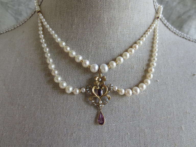 antique gold pearl necklace