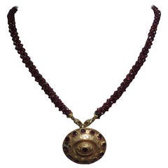 Garnet Silver Gold Necklace