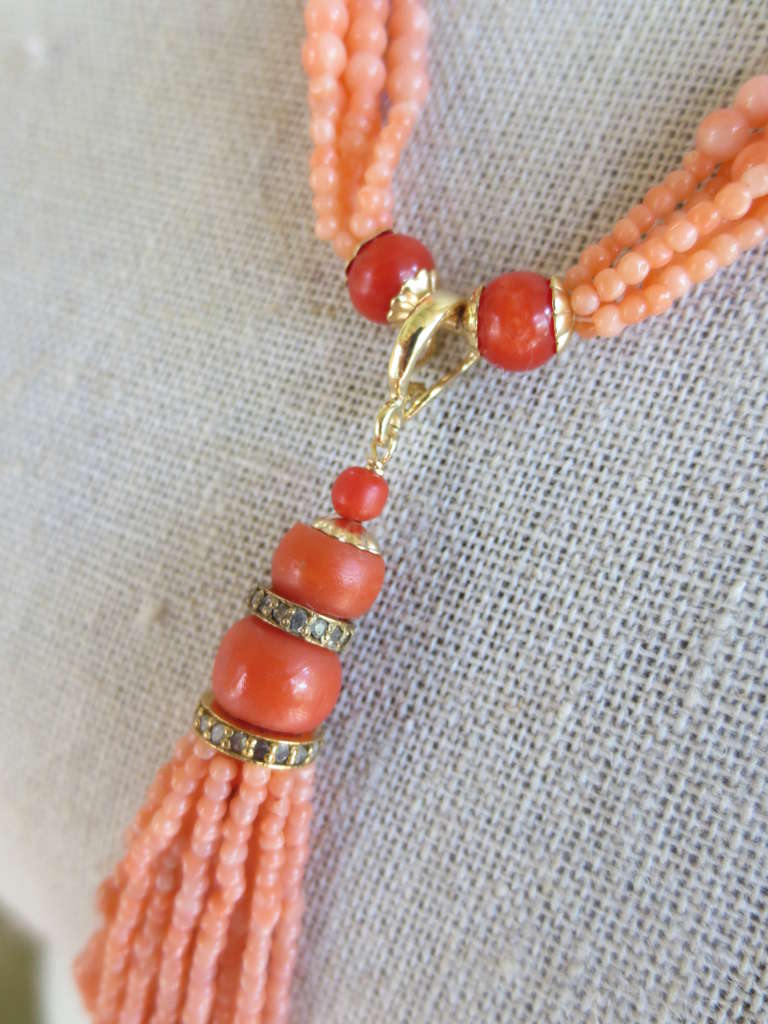 Contemporary Coral Sautior with Tassel