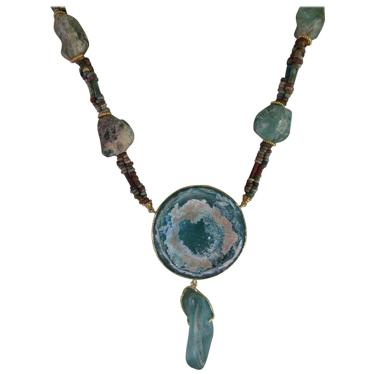 Authentic Ancient Roman Glass beads and "Hyksos" faience Bead Necklace