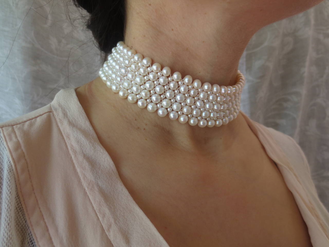 Marina J. Large Pearl Choker Necklace 1