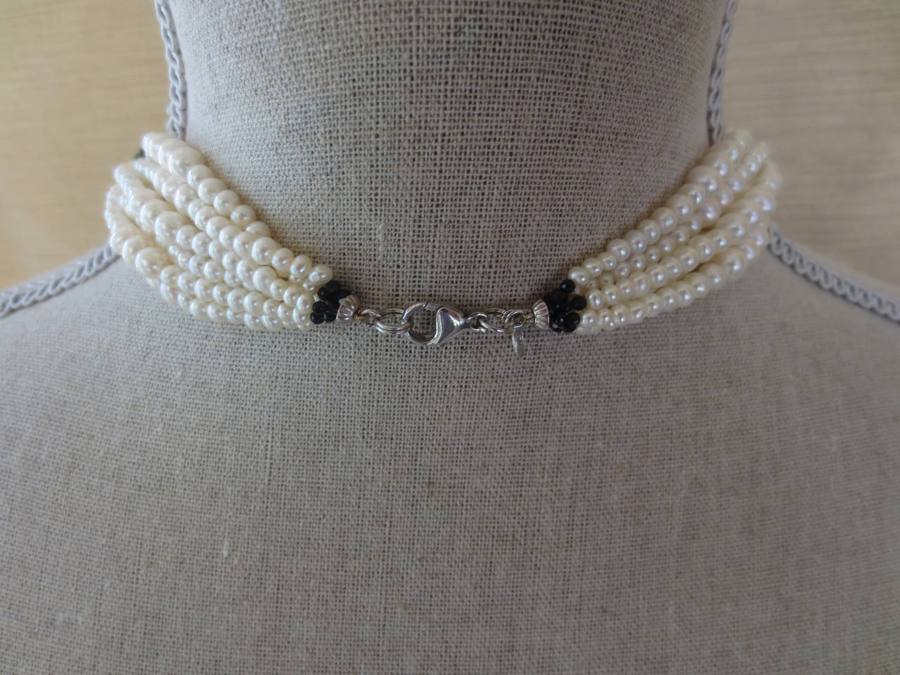 Women's Pearl Onyx Bakelite Sautoir Necklace