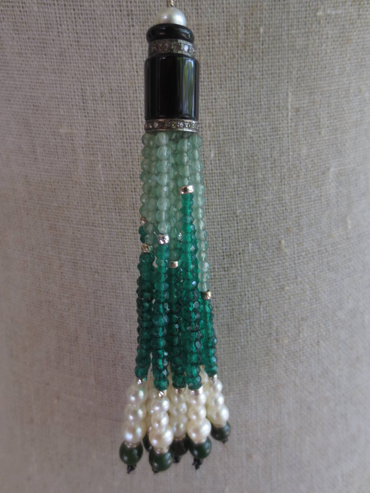 Marina J. Gemstone and Silver Tassel Sautoir Necklace In Excellent Condition In Los Angeles, CA