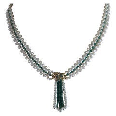 Marina J Woven Pearl Emerald Gold Beaded Necklace 10