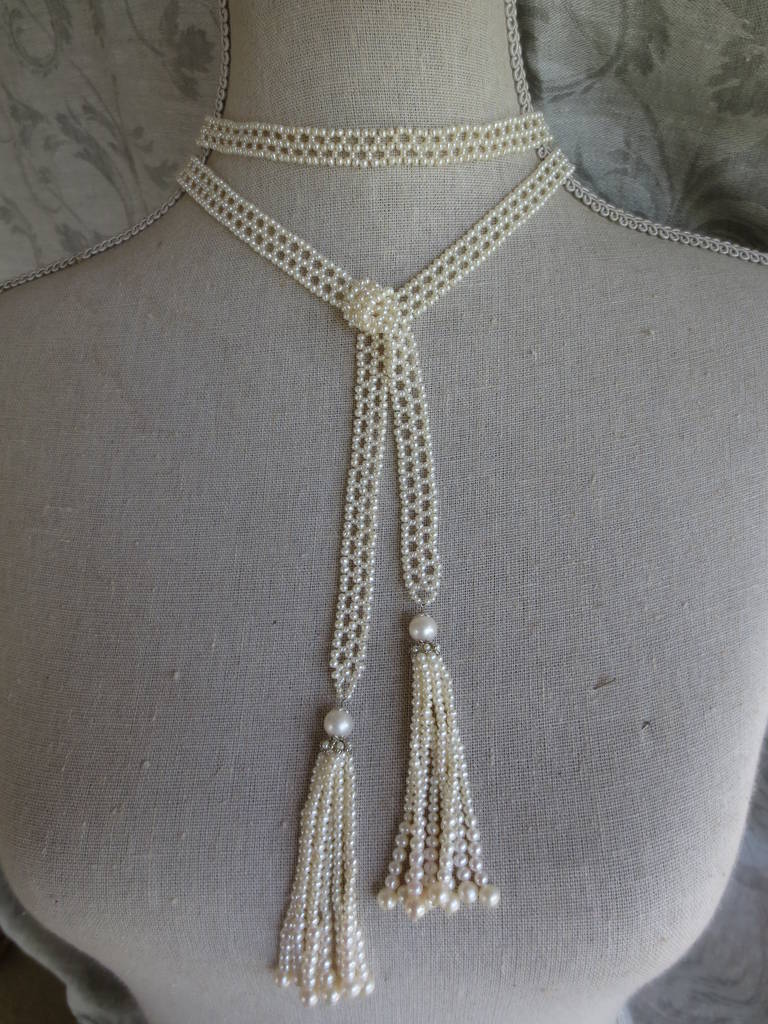Art Deco Woven Pearl Sautoir Necklace