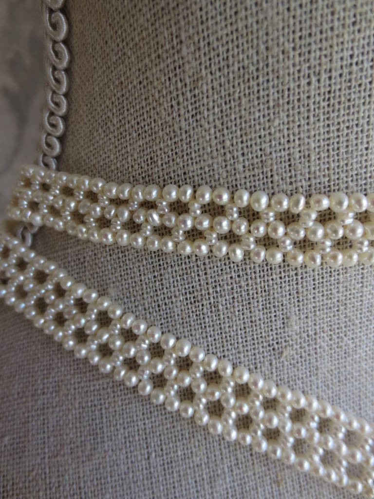 Woven Pearl Sautoir Necklace In Excellent Condition In Los Angeles, CA
