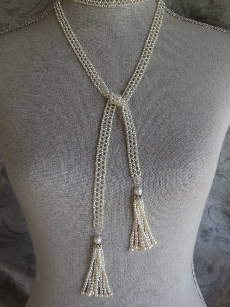 Woven Pearl Sautoir Necklace 1