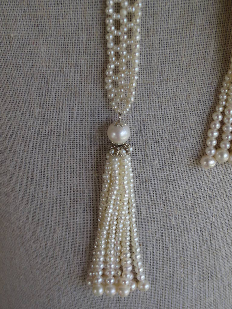 Woven Pearl Sautoir Necklace at 1stDibs