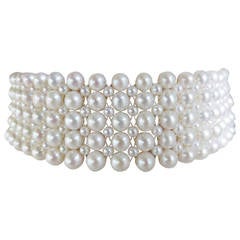 Multi-strand Woven Pearl Choker