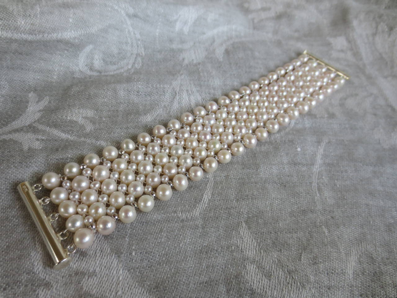 Contemporary Pearl and Sterling Silver Bracelet