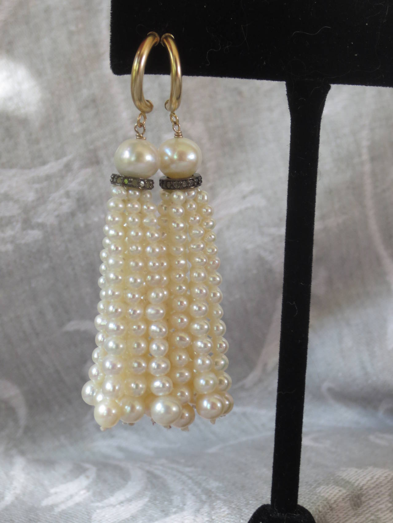 Pearl Tassel Earrings at 1stDibs