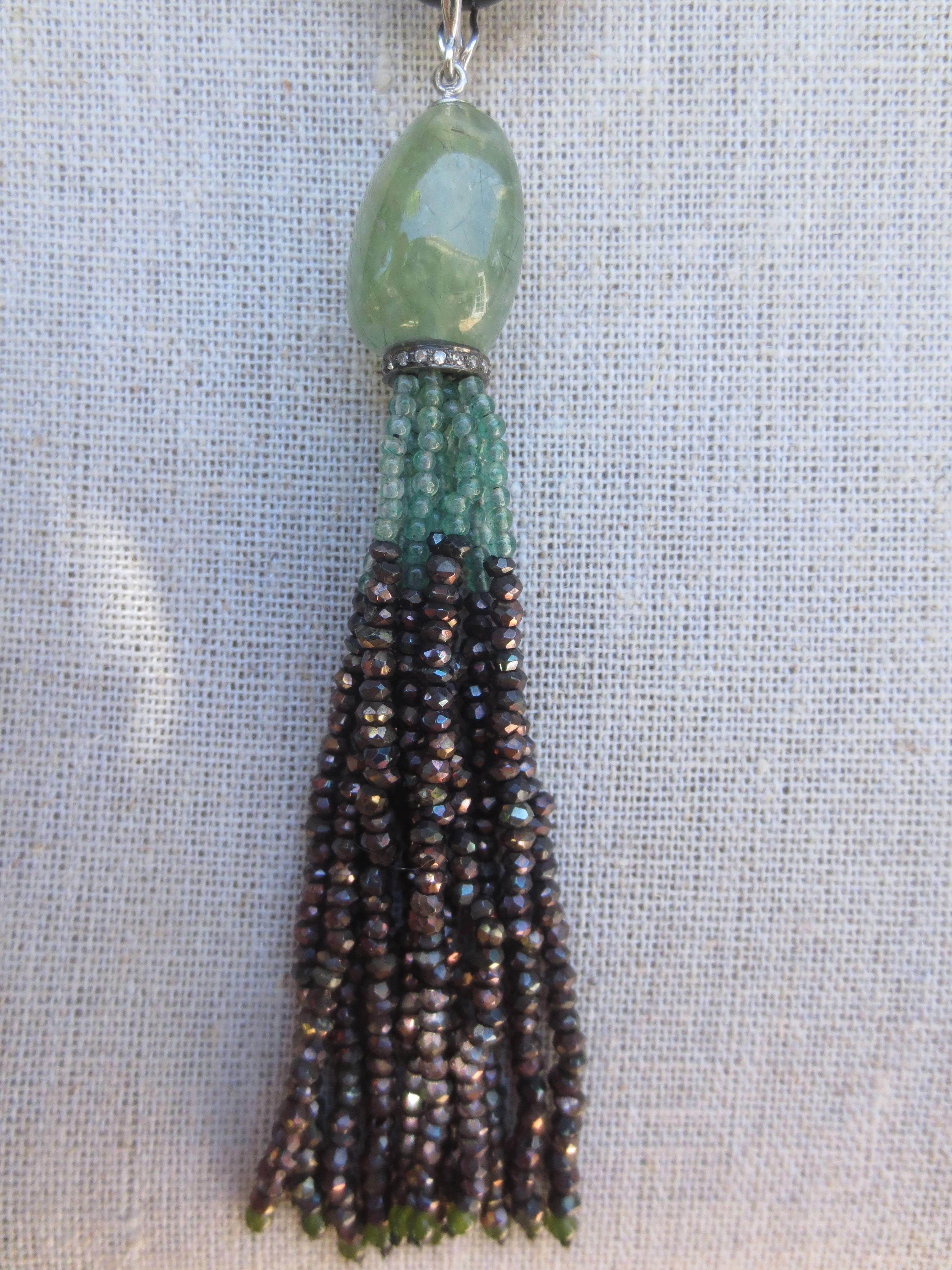 Multi-Gemstone Lariat Necklace with Tassel In New Condition In Los Angeles, CA
