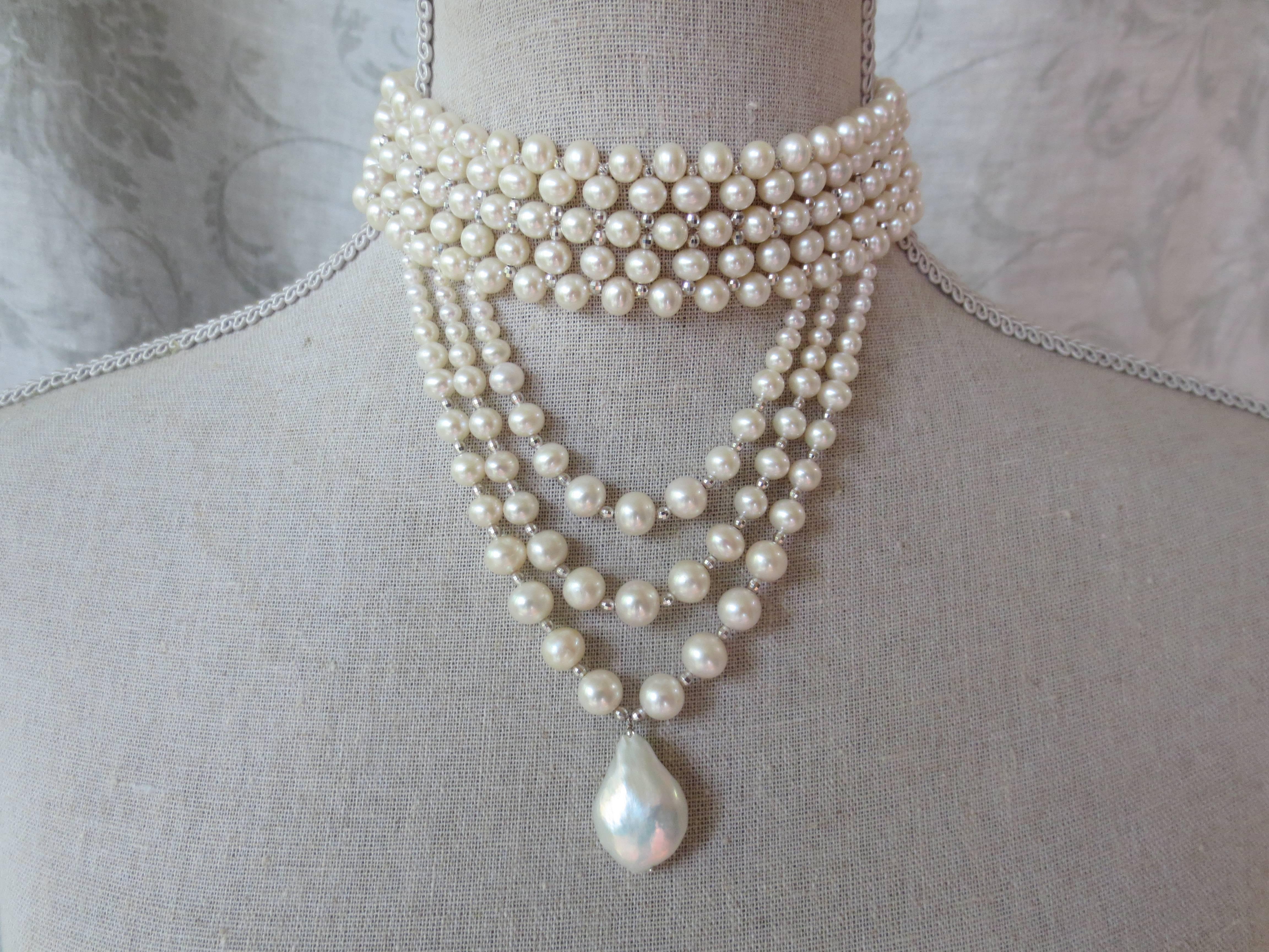 draped pearl necklace