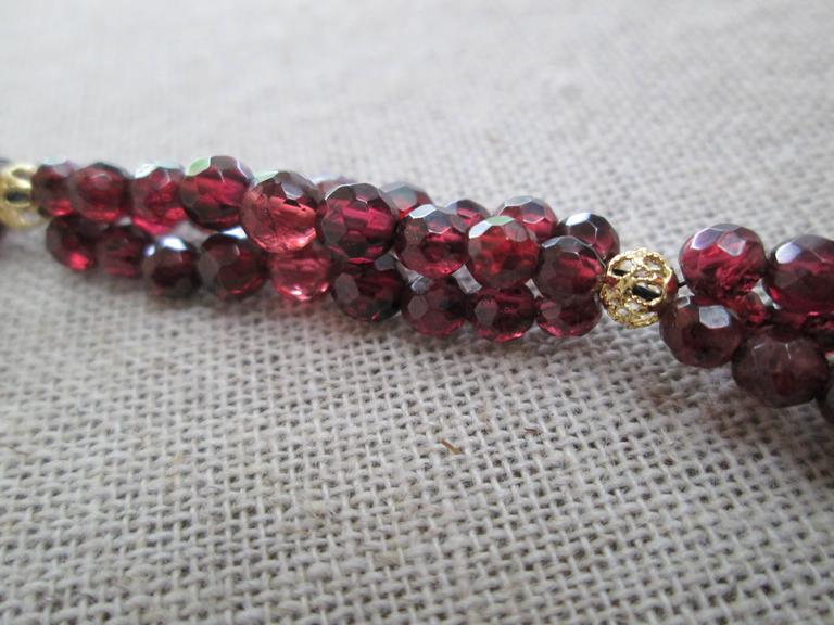 Faceted Garnet Bead Necklace with Peridot and Garnet Gold-Plated Silver ...