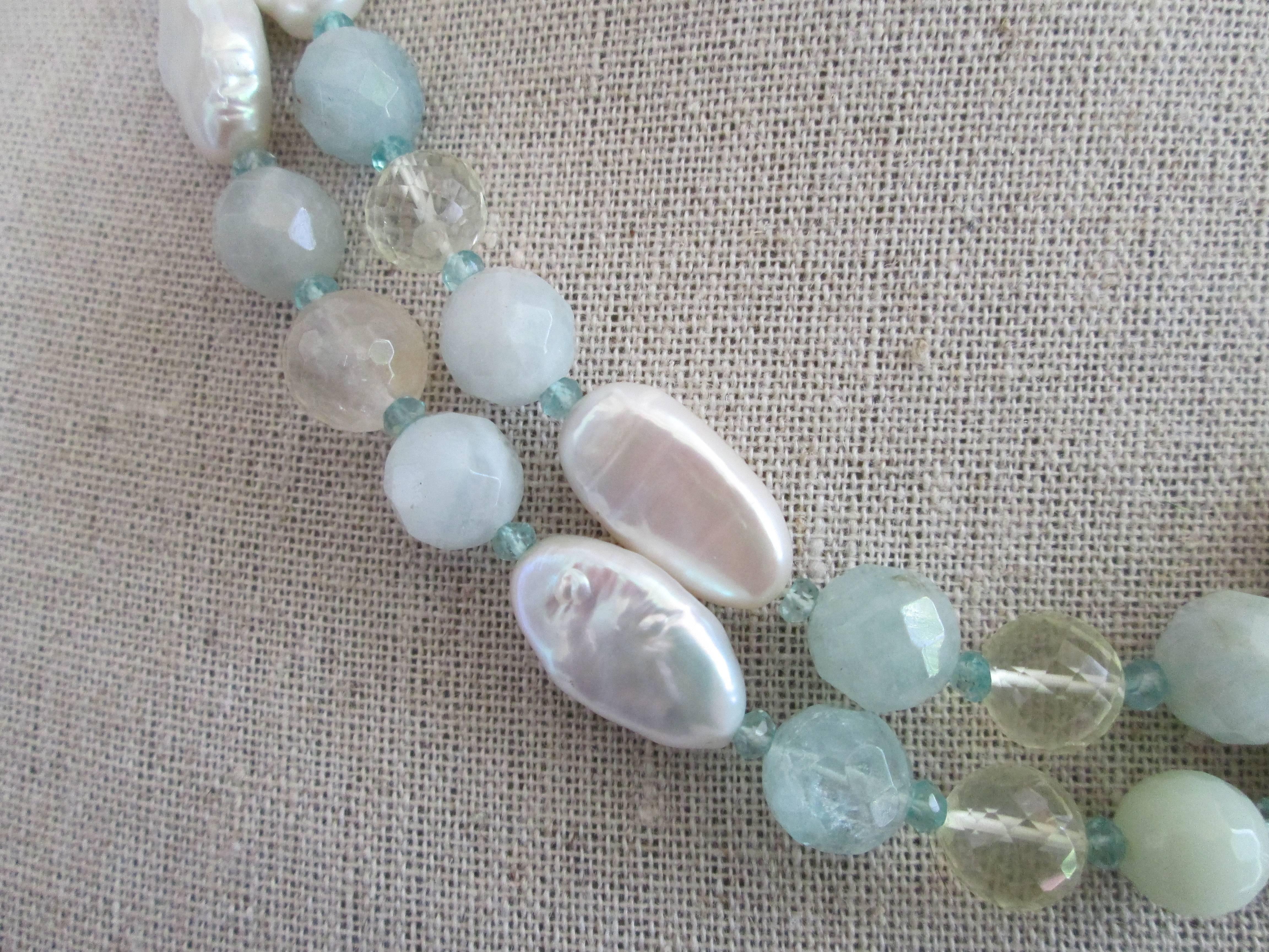 Pearl and Multi-Gemstone Long Lariat Necklace 1