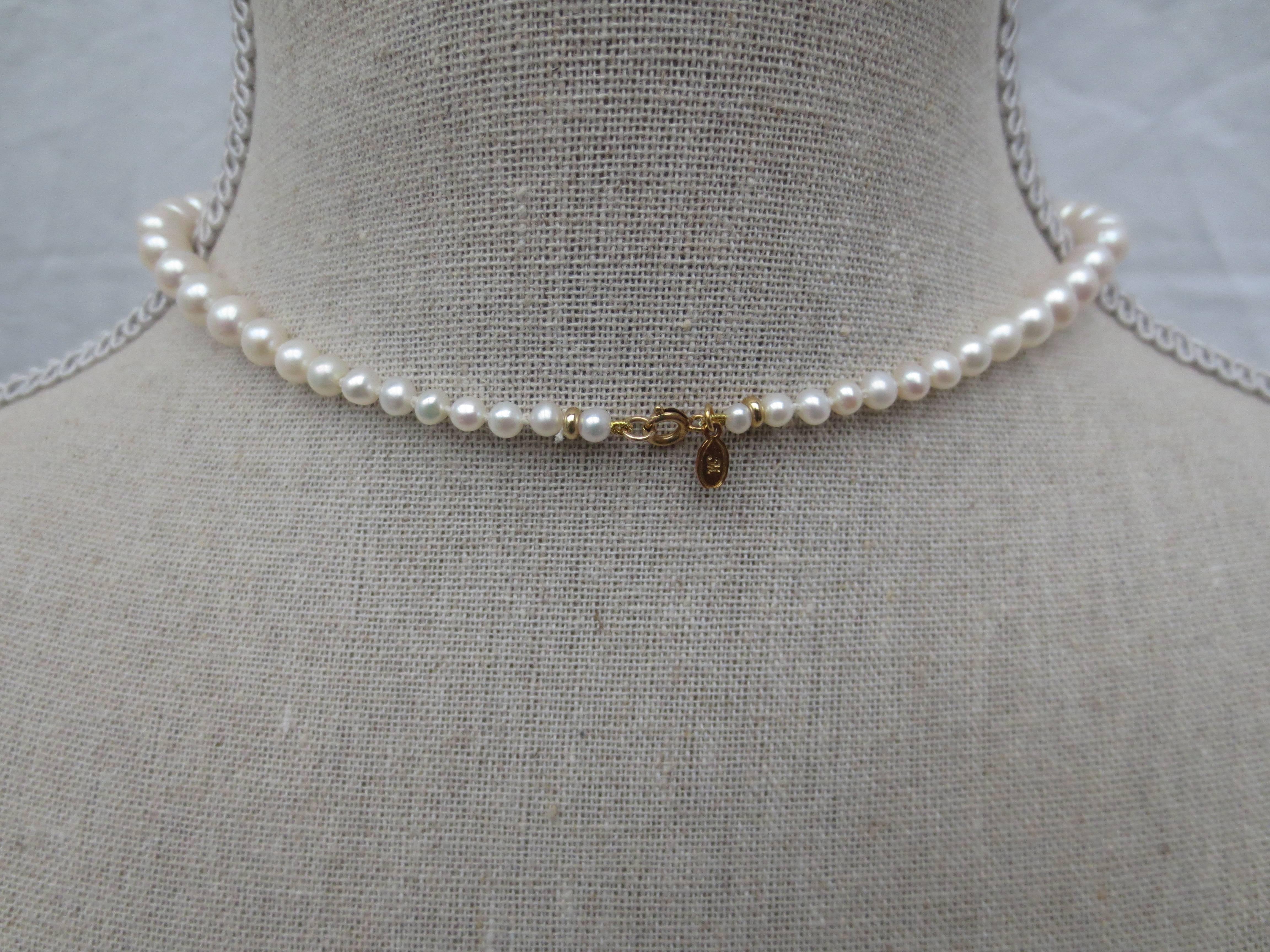 Bead Marina J Pearl Necklace with Baroque Pearl Centerpiece & 14k Gold Clasp For Sale
