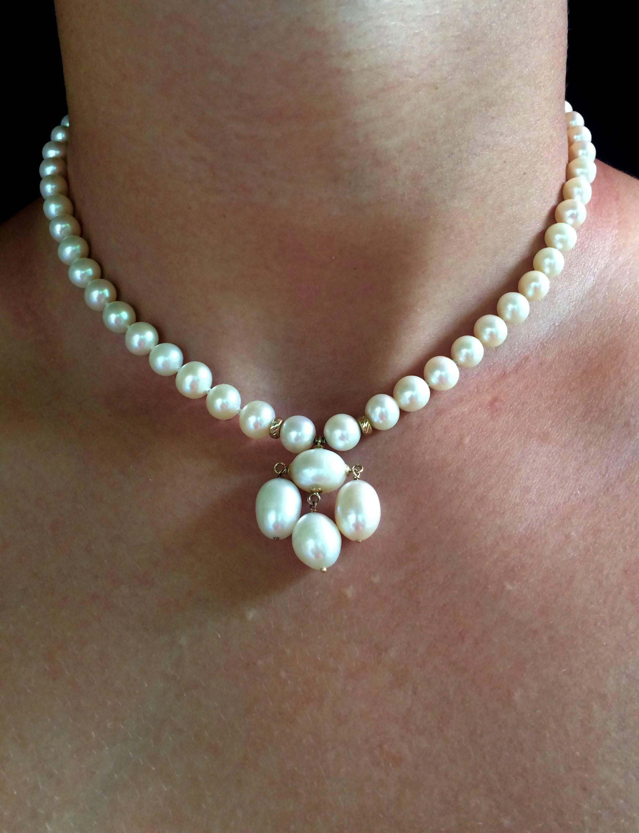 Marina J Collier de perles avec centre en perles baroques et fermoir en or 14 carats  Neuf - En vente à Los Angeles, CA