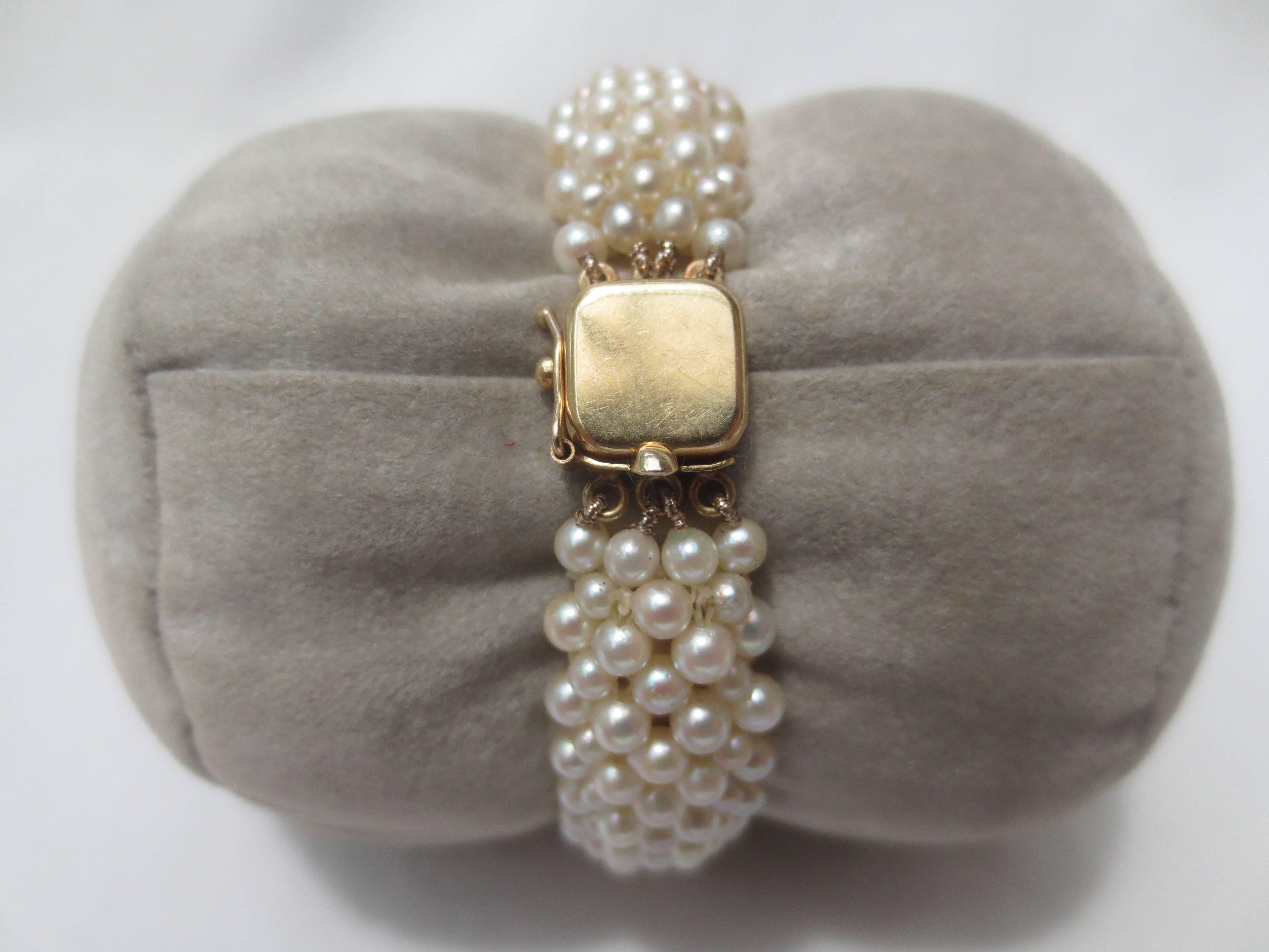 Marina J Woven Pearl Band for 14 k Yellow Gold 