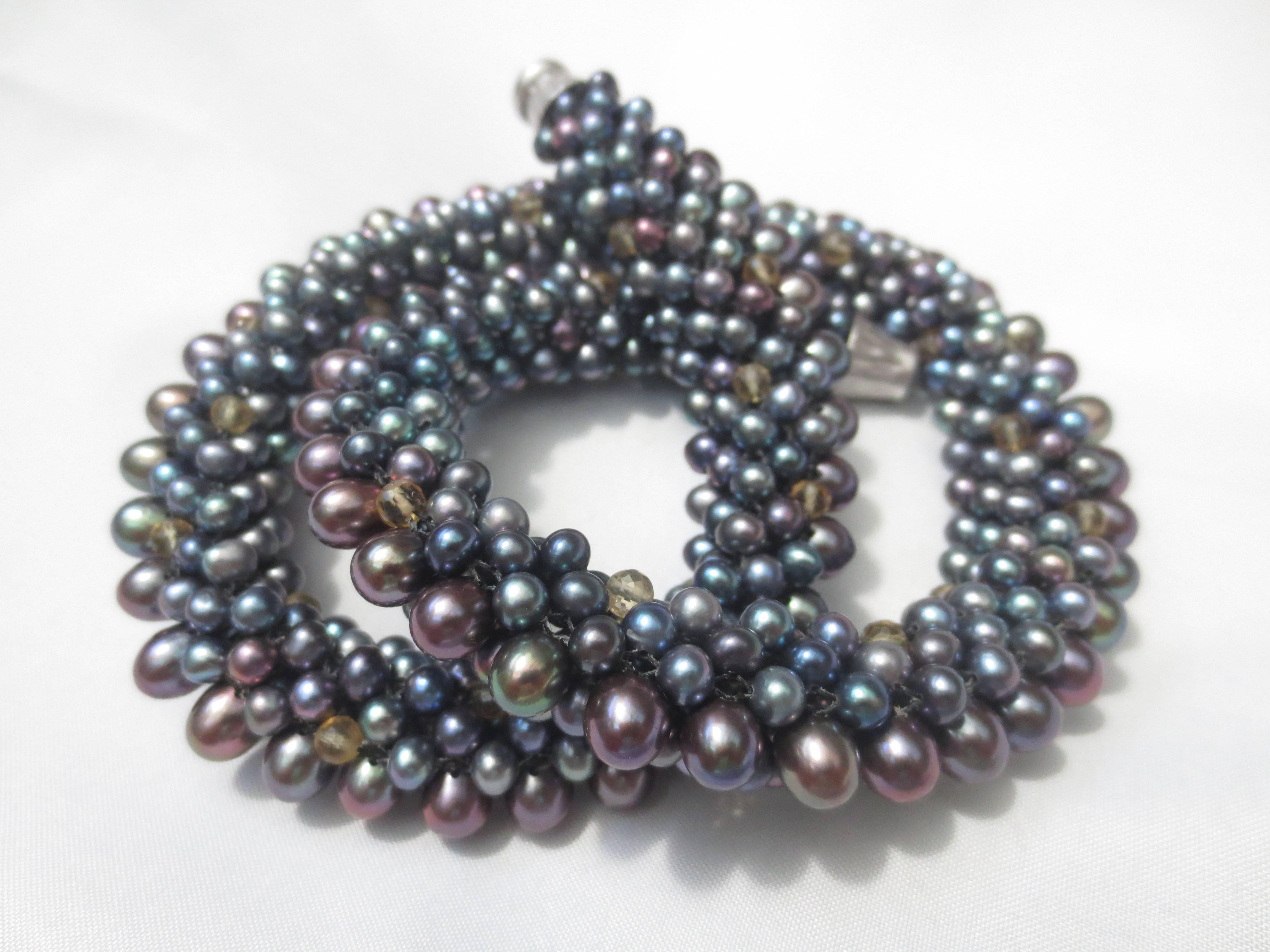 Women's Black Pearl Citrine Necklace