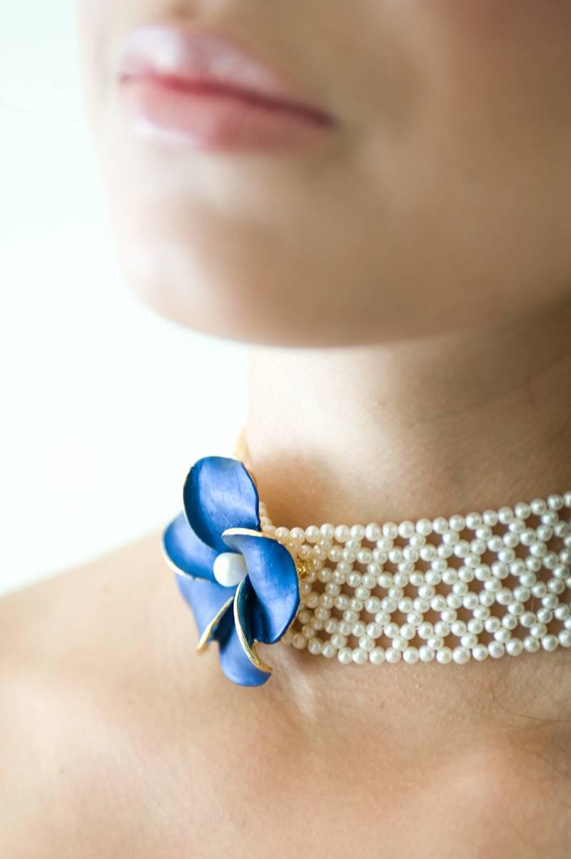 bridal pearl choker necklace