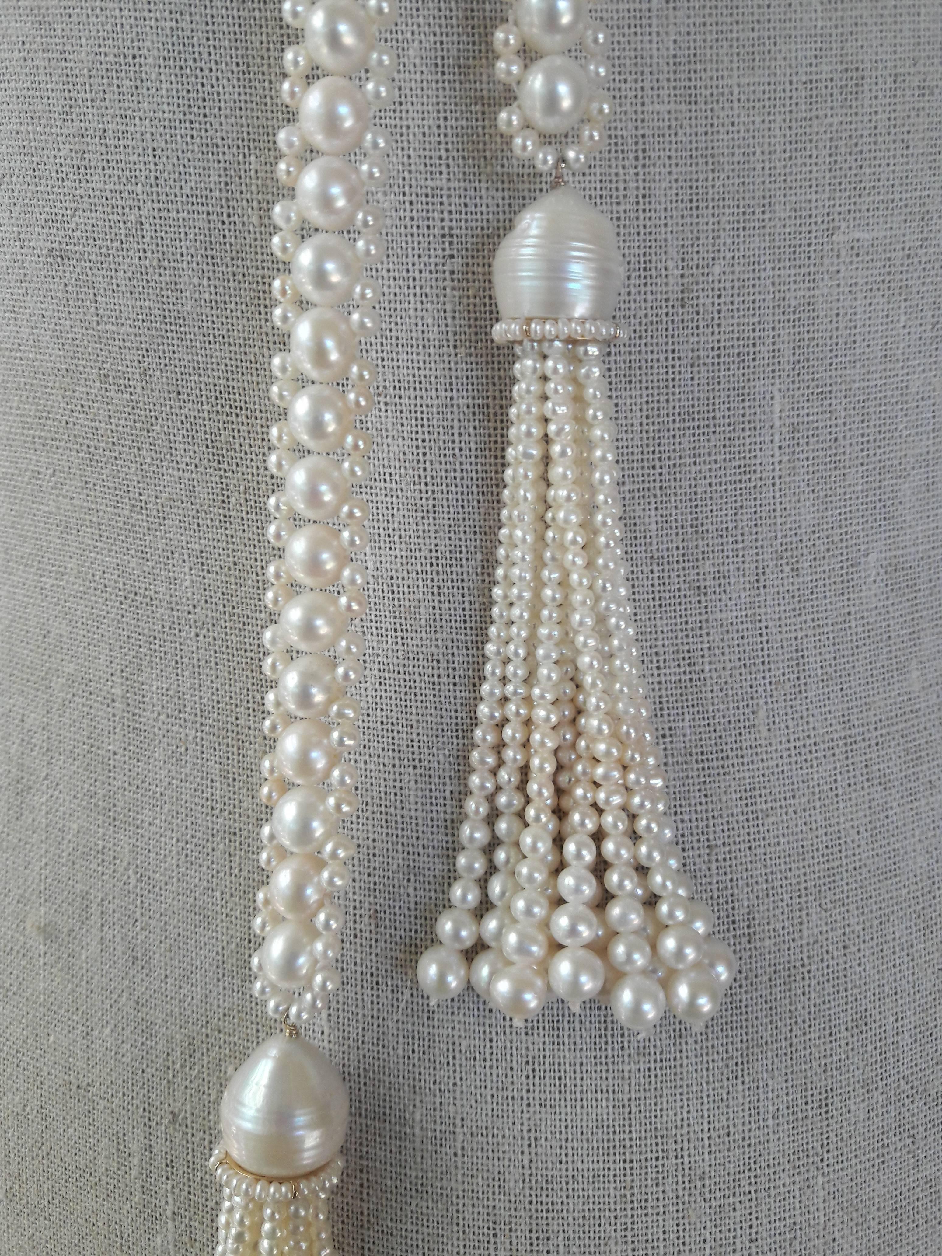 Multi-strand Woven Pearl Sautoir with Baroque and Seed Pearl Tassels 2