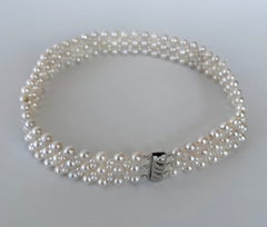 Marina J. Pearl Lace Woven Choker with Rhodium Plated Silver