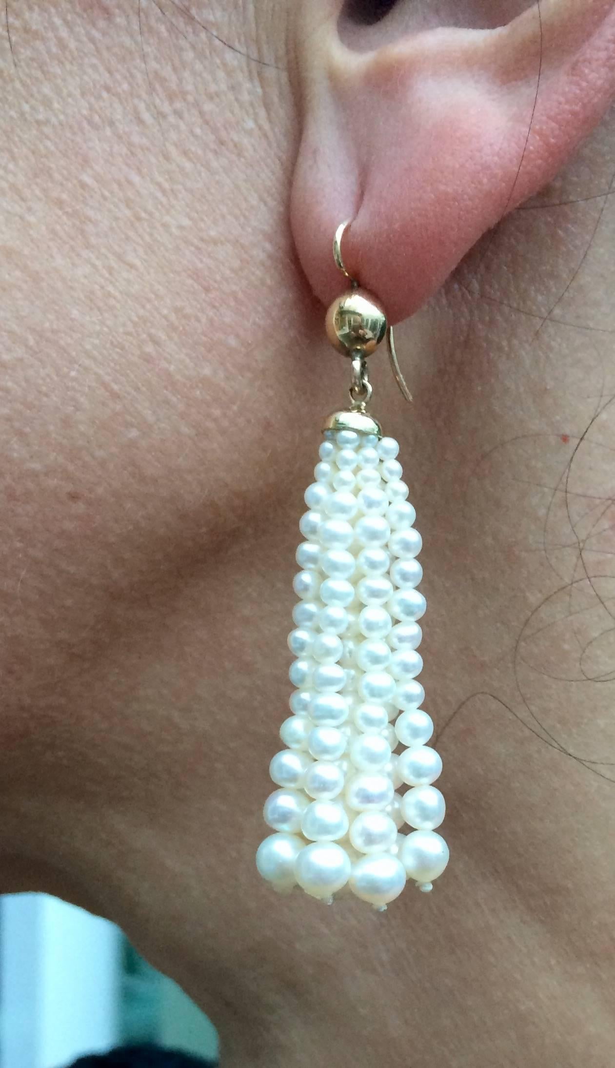 Graduated Pearl Tassel Earrings 3
