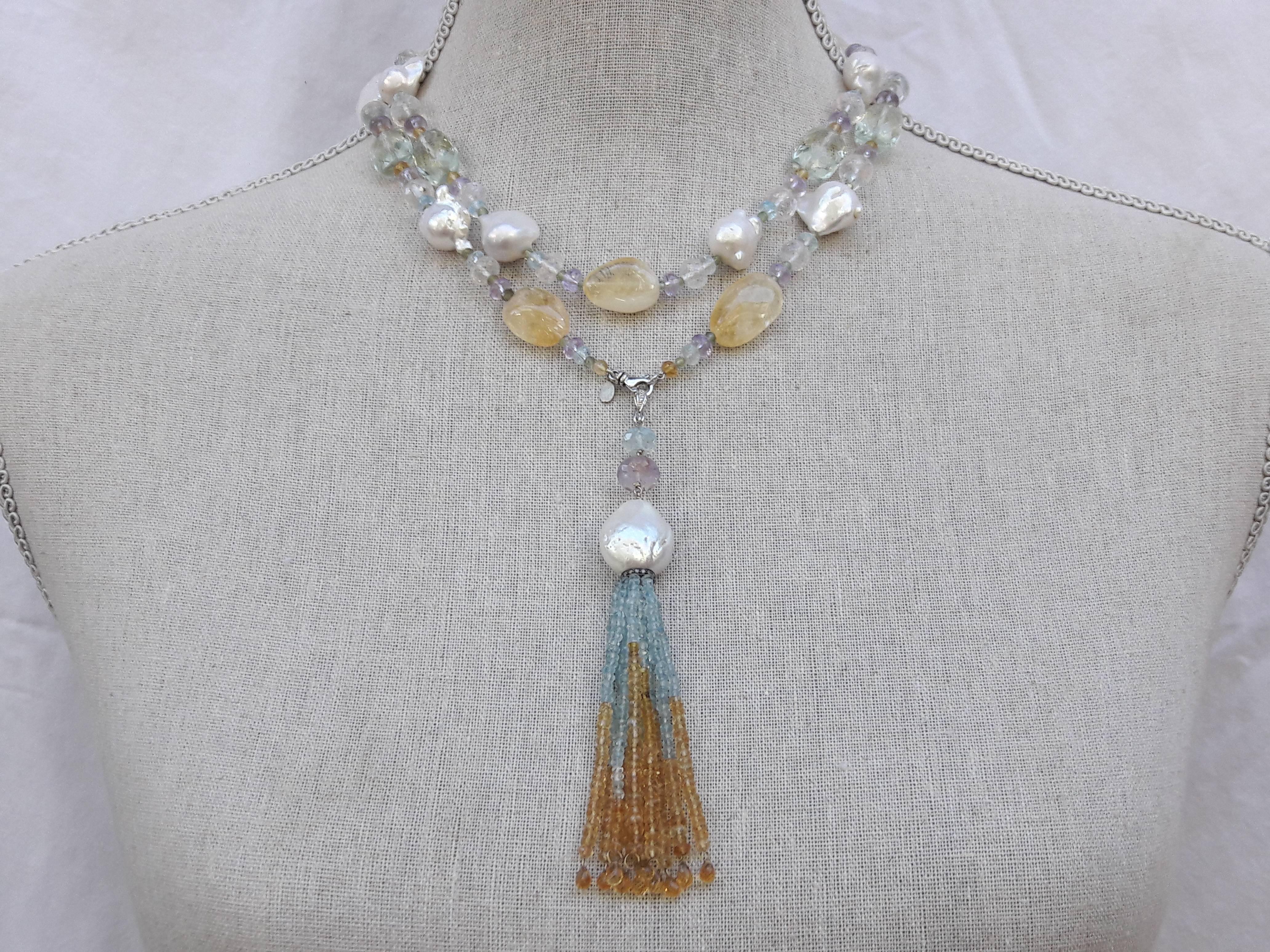 Multi-Gemstone Long Lariat Necklace  1