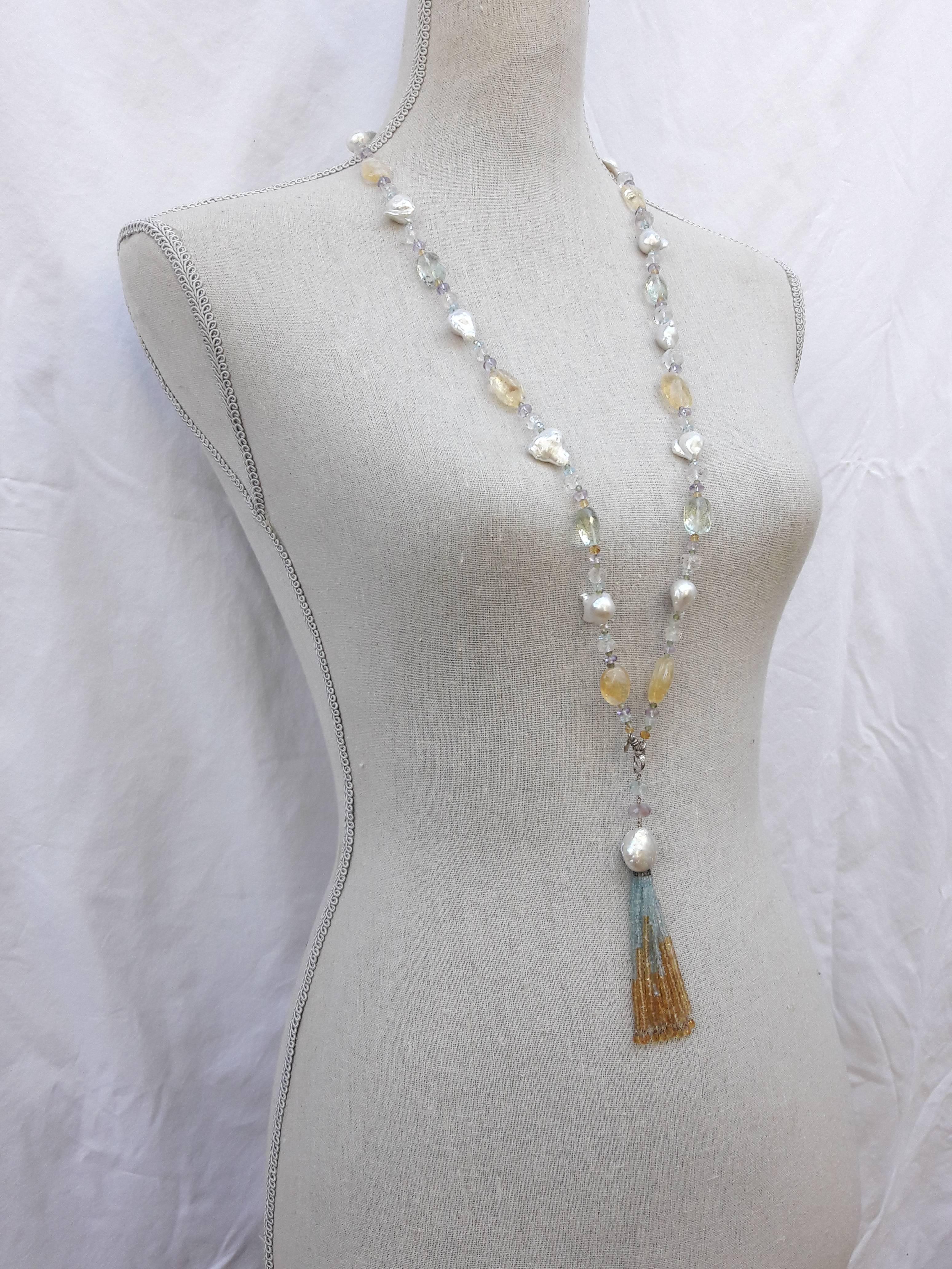 Multi-Gemstone Long Lariat Necklace  3