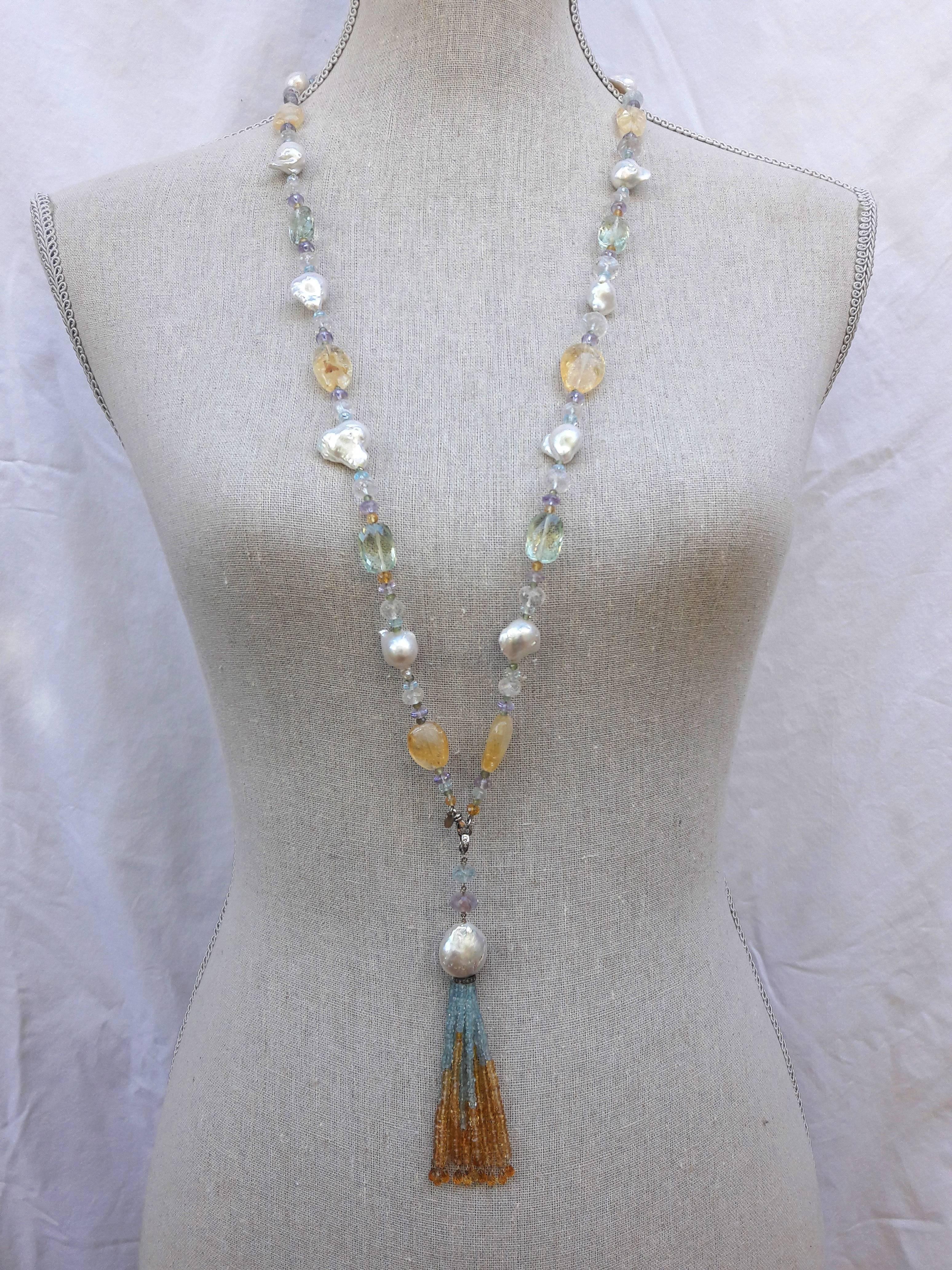 Multi-Gemstone Long Lariat Necklace  4