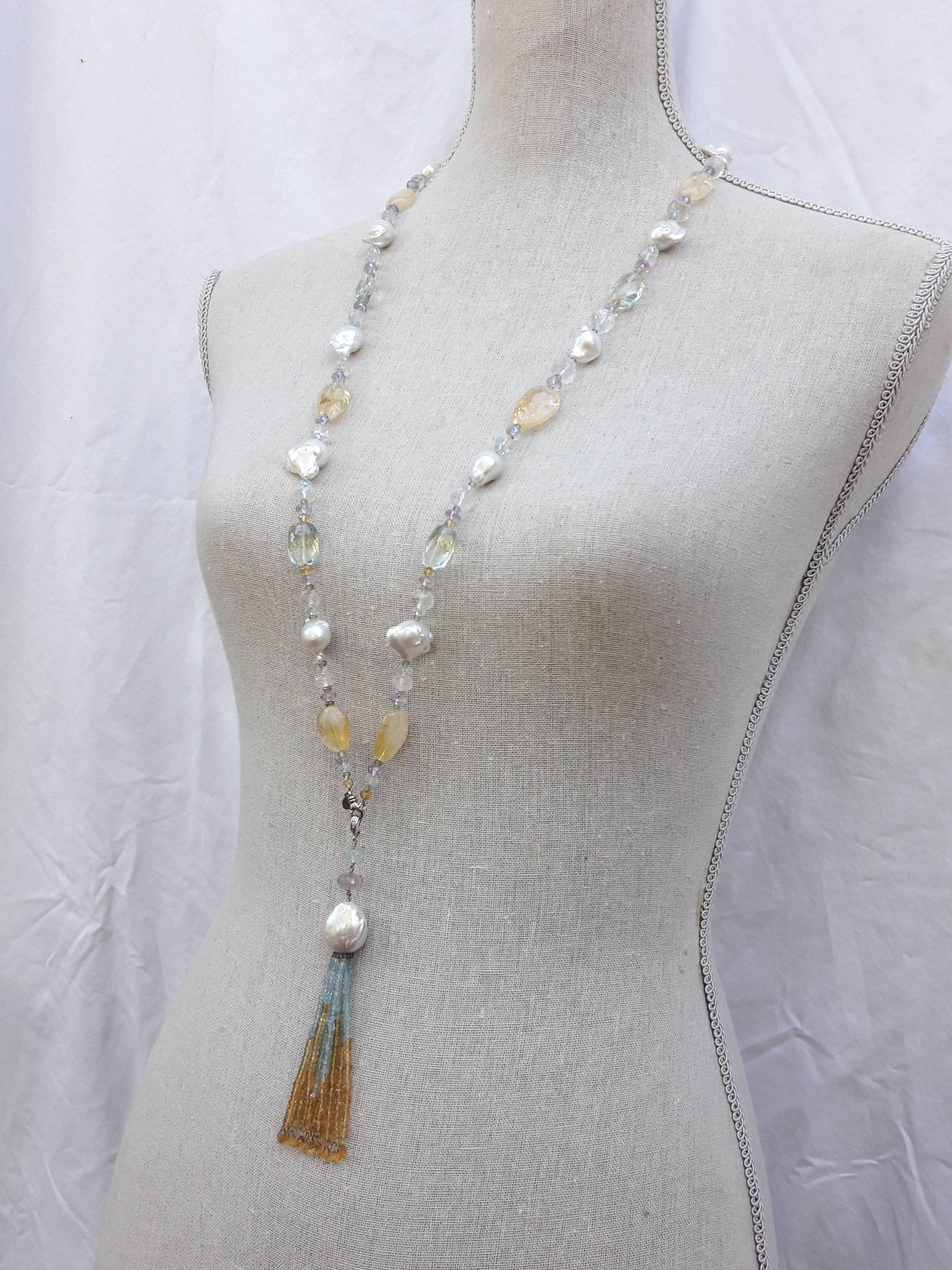 Multi-Gemstone Long Lariat Necklace  5