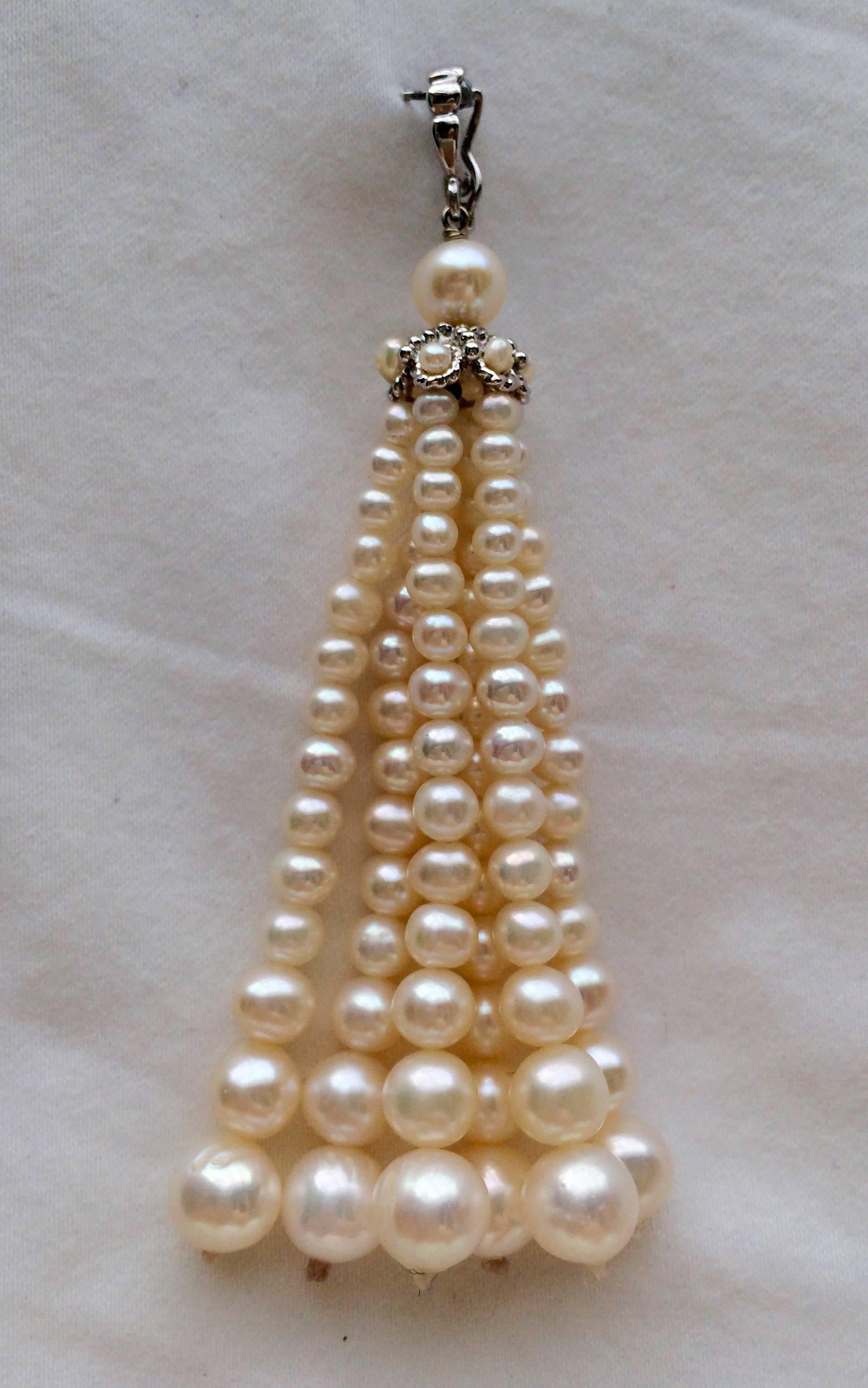 Woven Pearl Art Deco Bracelet with Removable Matching Pearl Tassel by Marina J 1