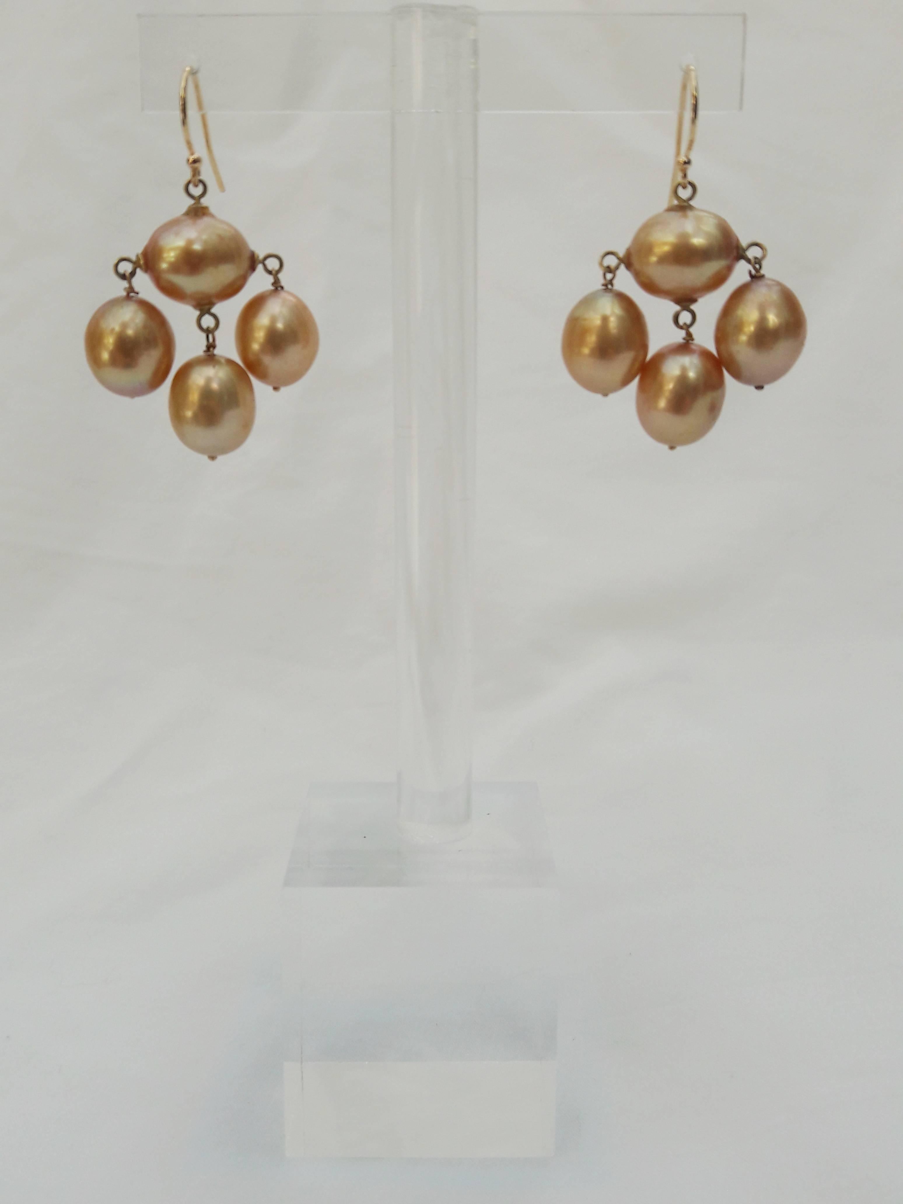 Art Deco Marina J. Baroque Pearl Gold Earrings