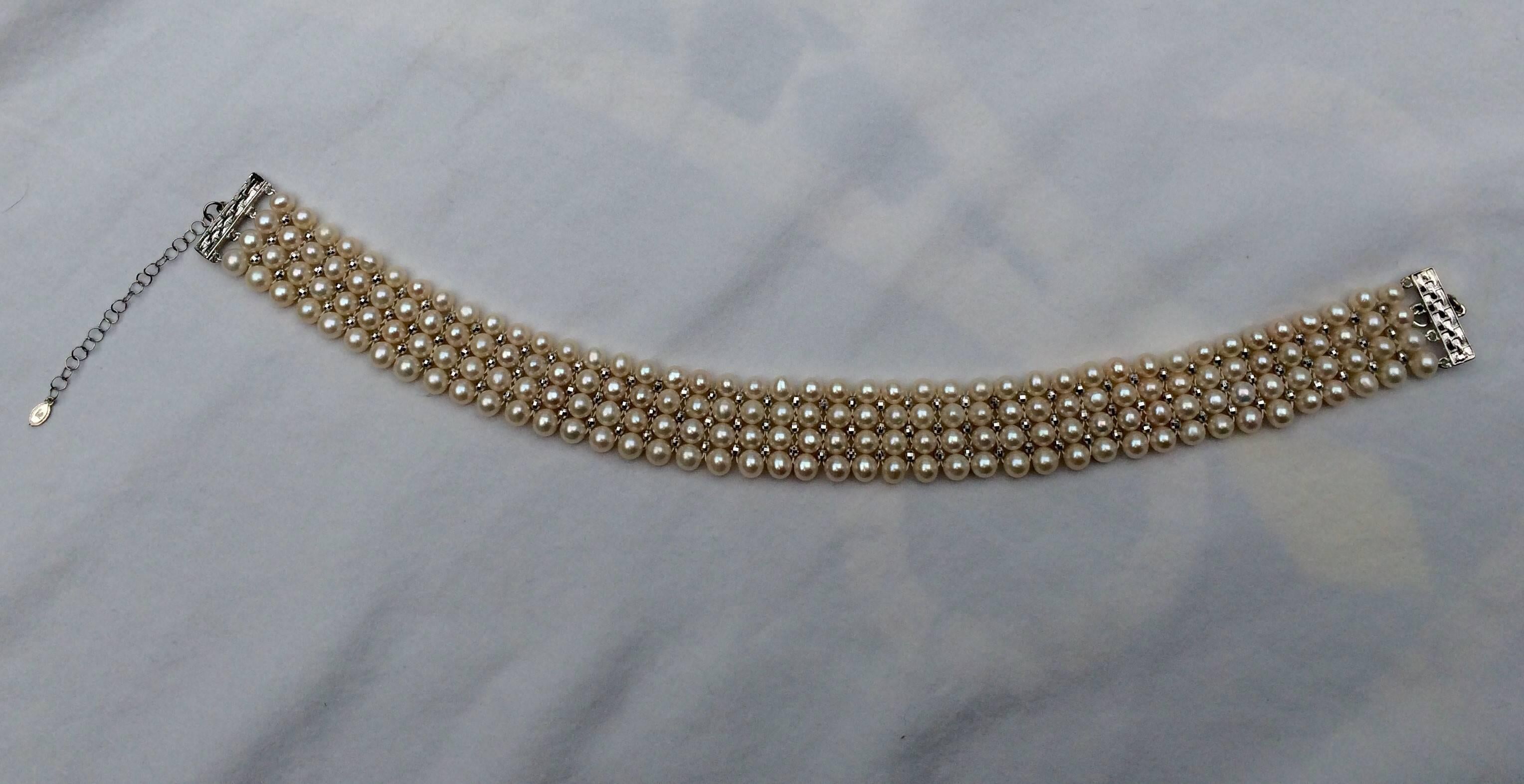 Marina J. Woven Pearl Gold Chain Adjustable Choker Necklace 2