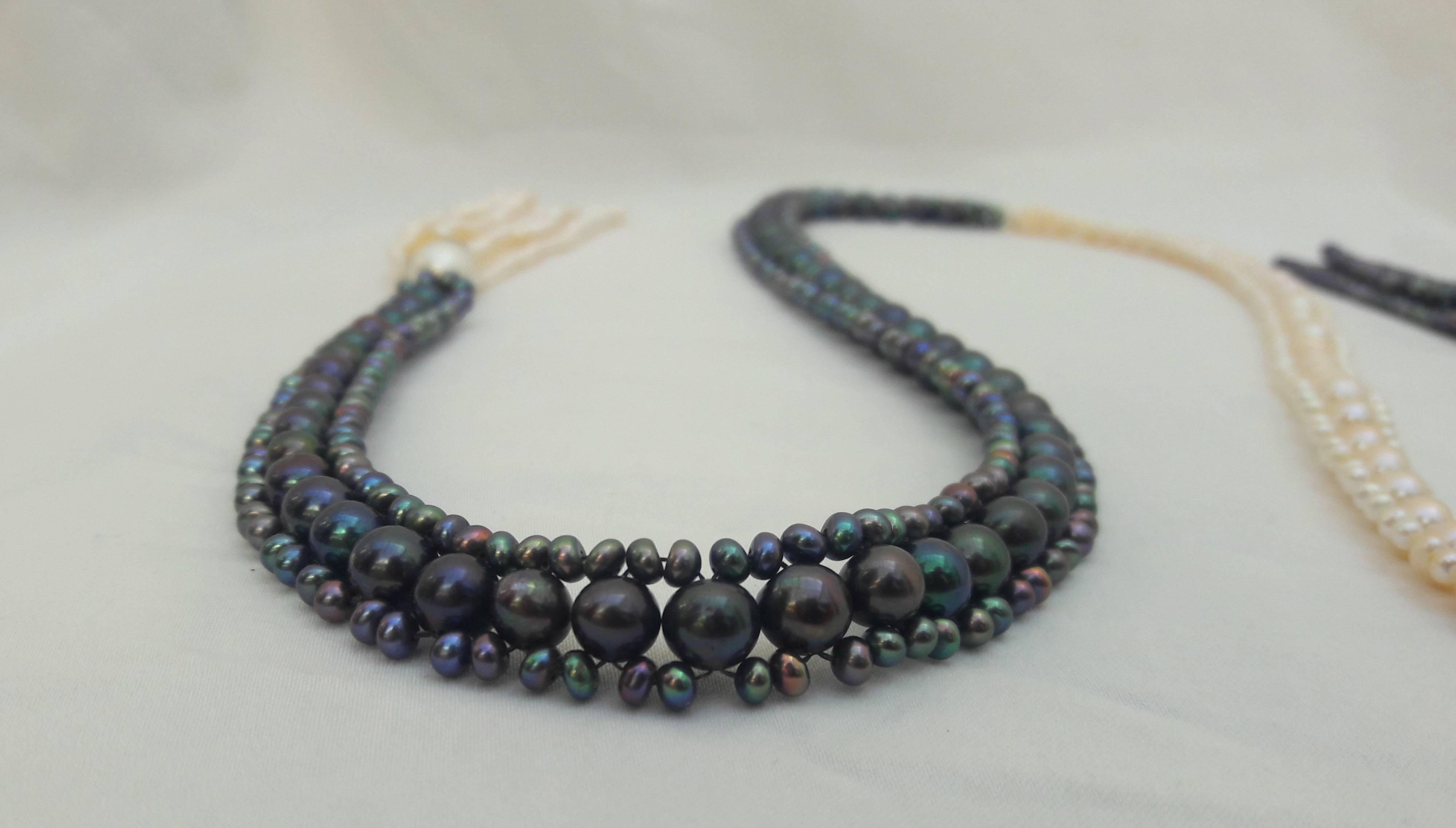 Marina J. Long Woven Black and White Pearl Sautoir Necklace in Art Deco Style 5
