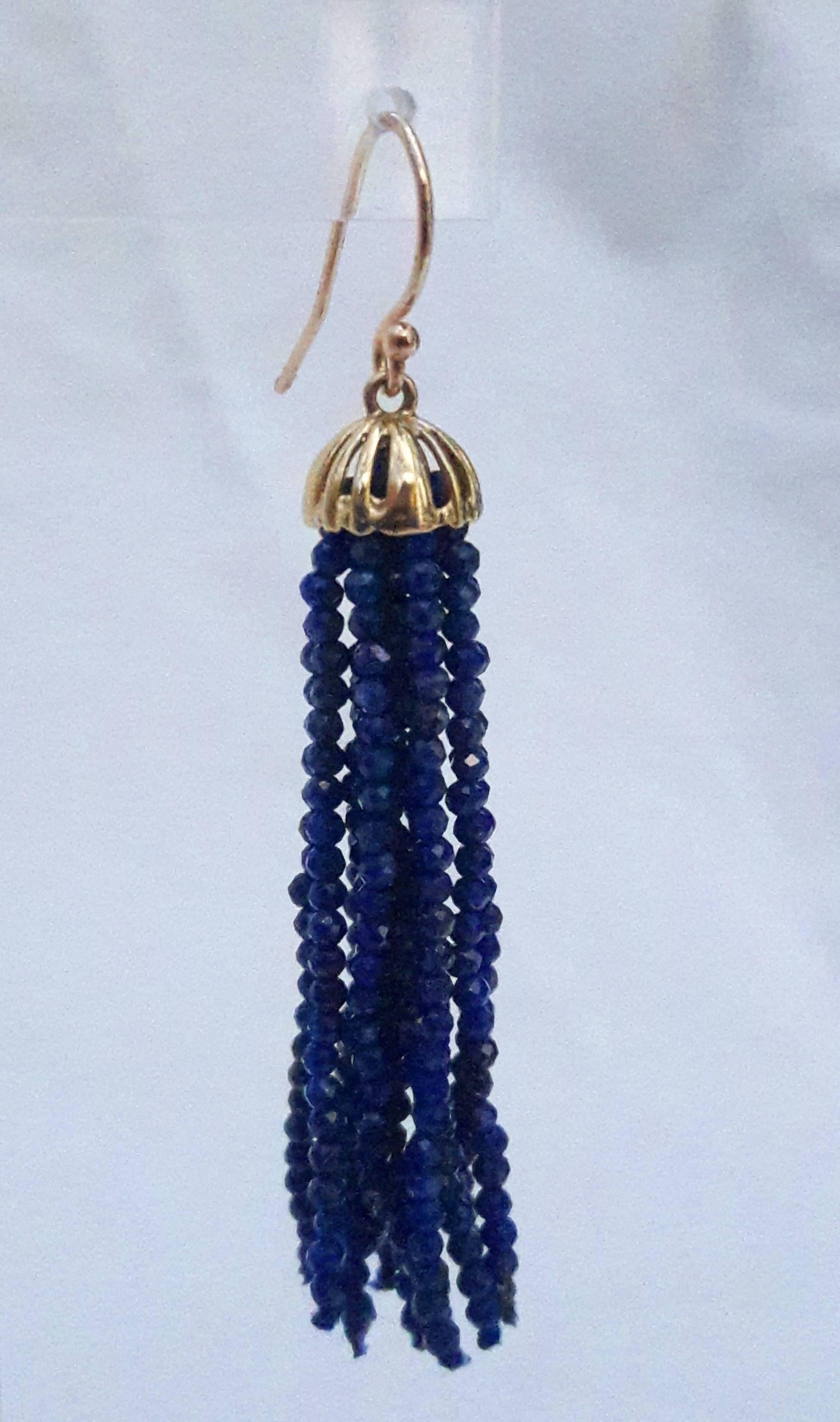 Artist Marina J. Lapis Lazuli Gold Tassel Earrings