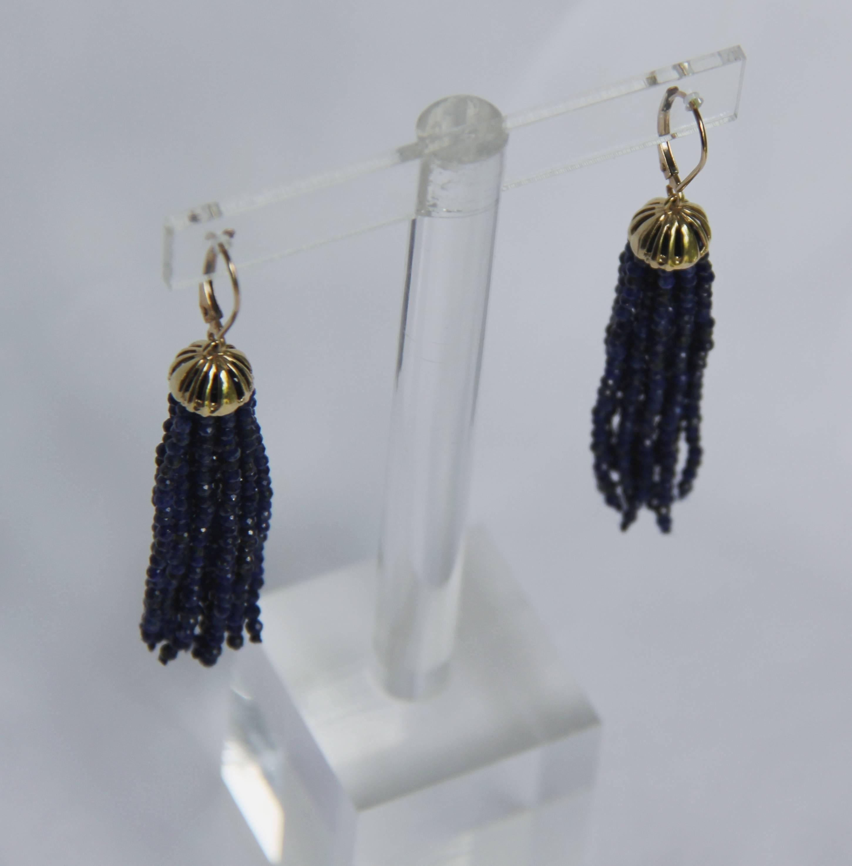 Marina J. Lapis Lazuli Gold Tassel Earrings 2