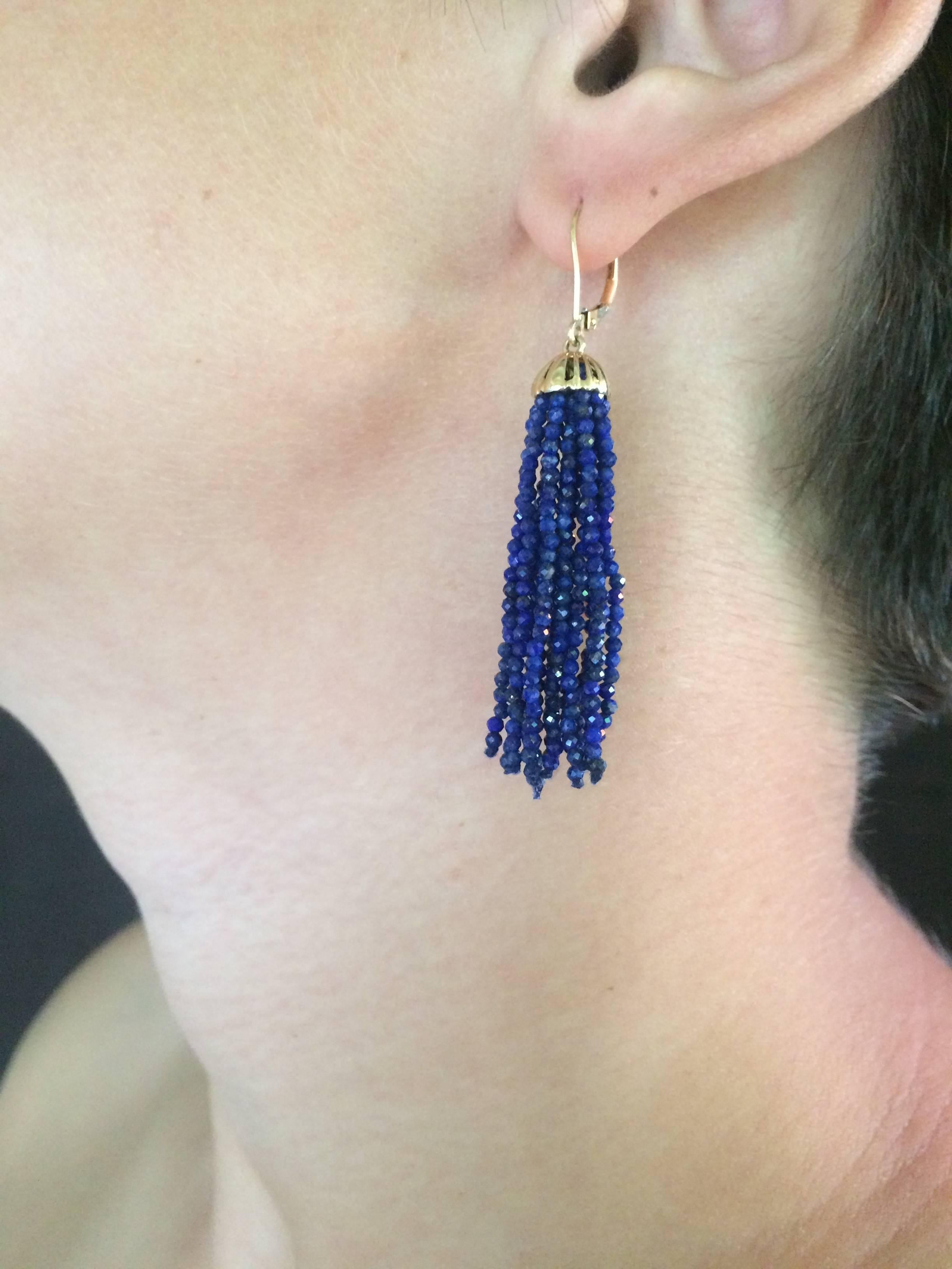 Women's Marina J. Lapis Lazuli Gold Tassel Earrings