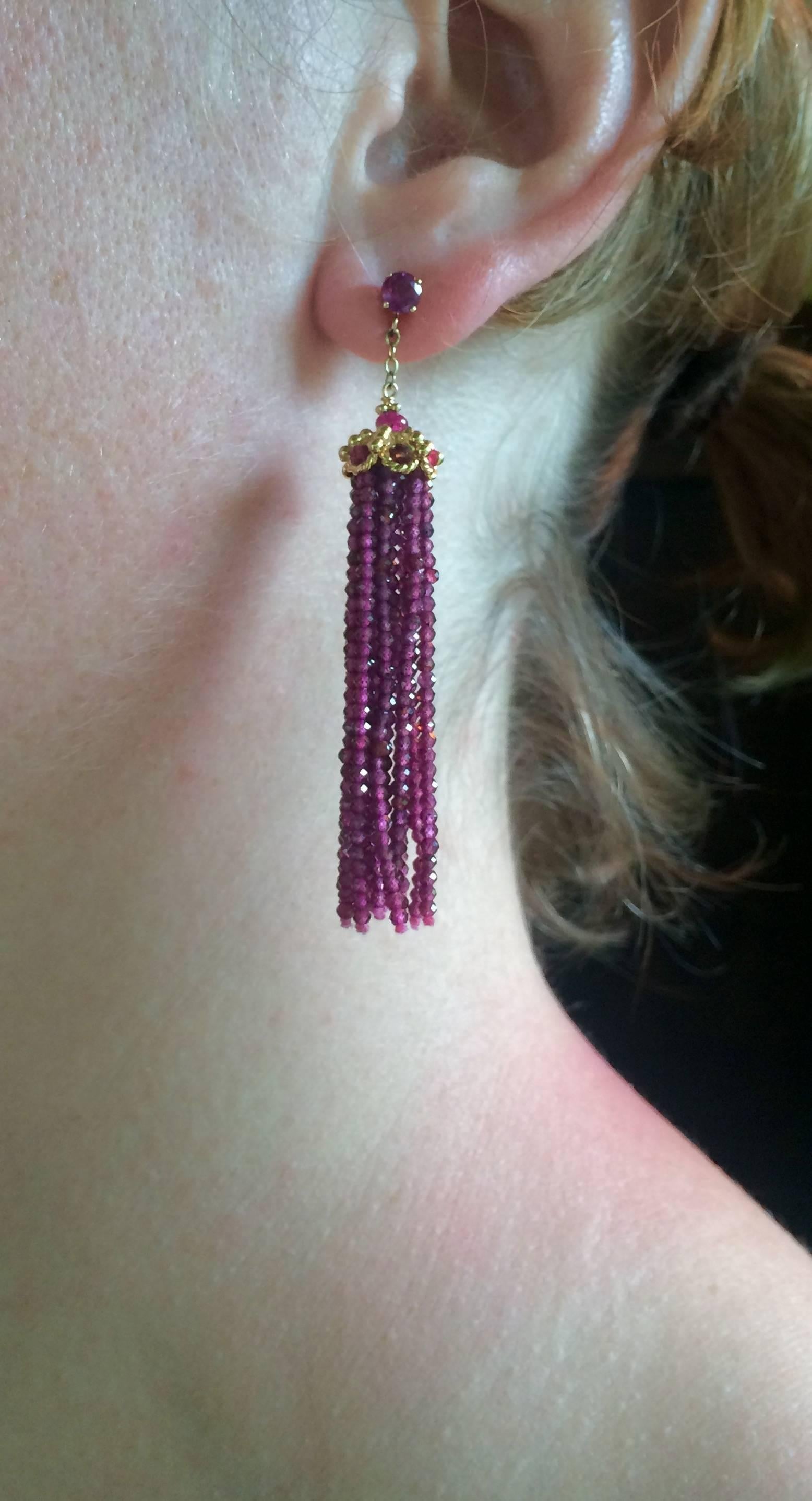  Marina J Faceted Amethyst  Stud Tassel Dangle Earrings and 14K Yellow Gold  For Sale 2
