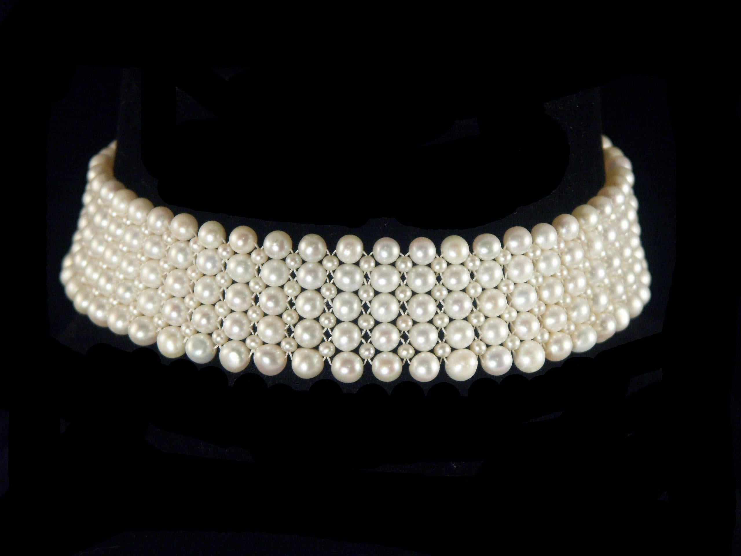 Multi-strand Woven Pearl Choker 1